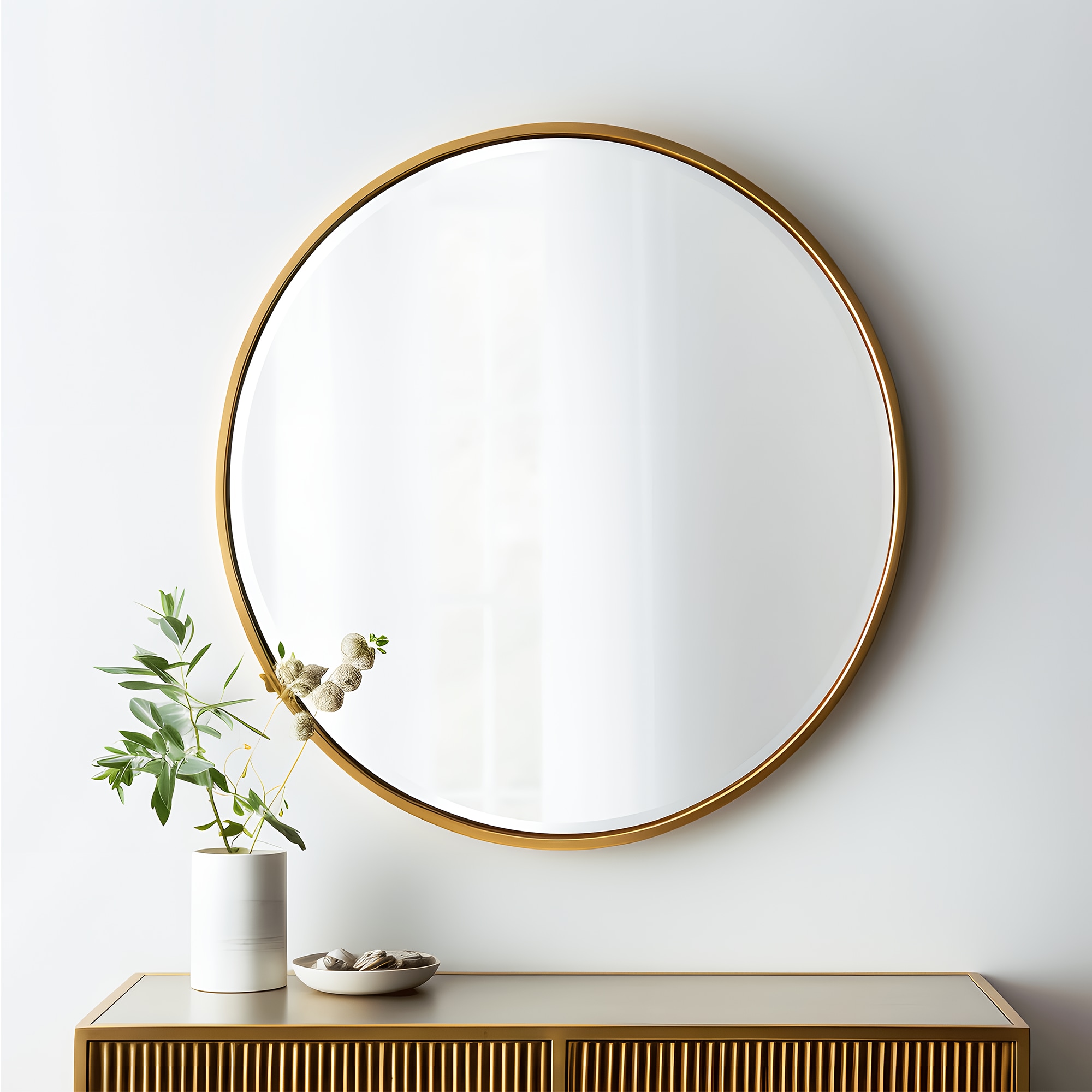 36-in W x 36-in H Round Gold Framed Wall Mirror JJ00936ZZE at Lowes.com