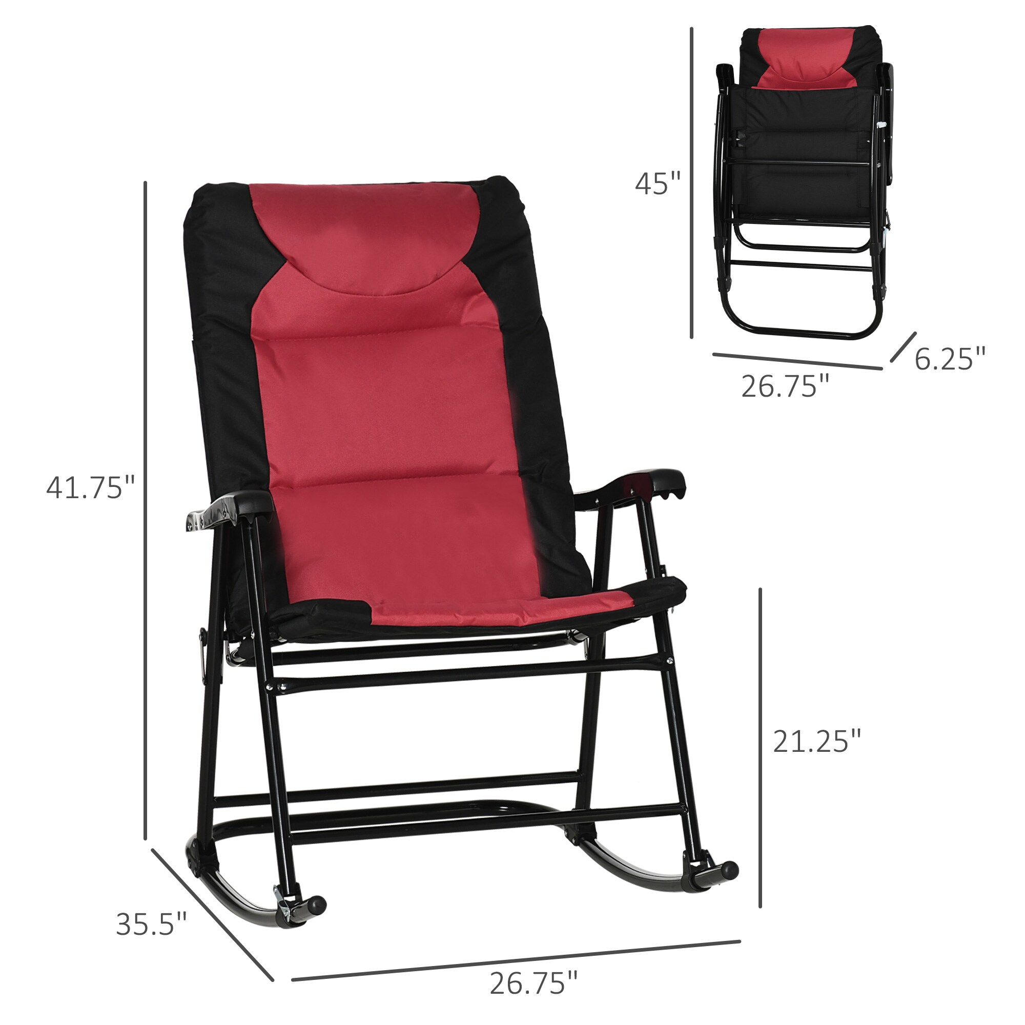 Siavonce Set of 2 Stackable Red Steel Frame Rocking Chair with ...