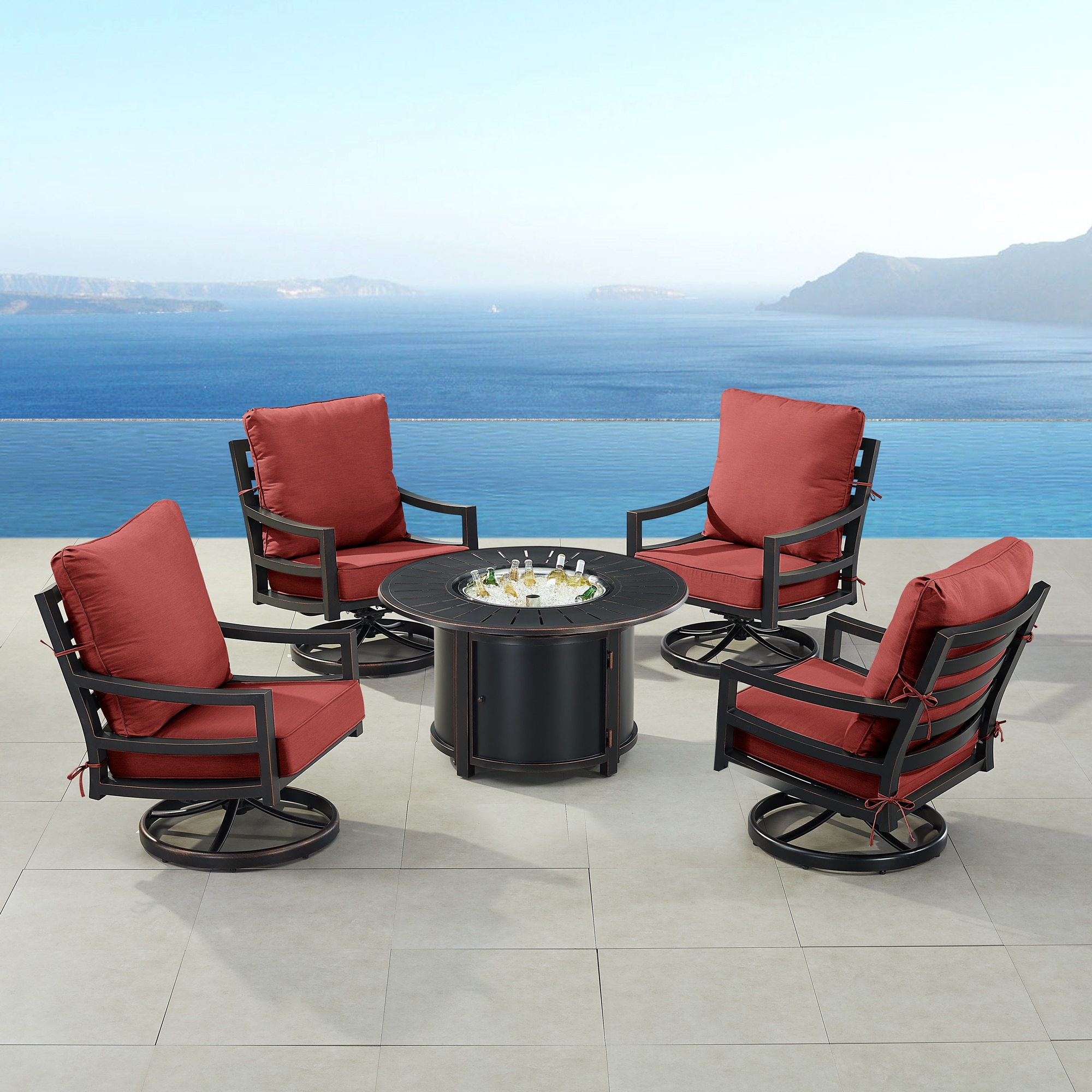Oakland Living HUDSON4CHNOBURDCU Patio-Conversation-Sets - View #3