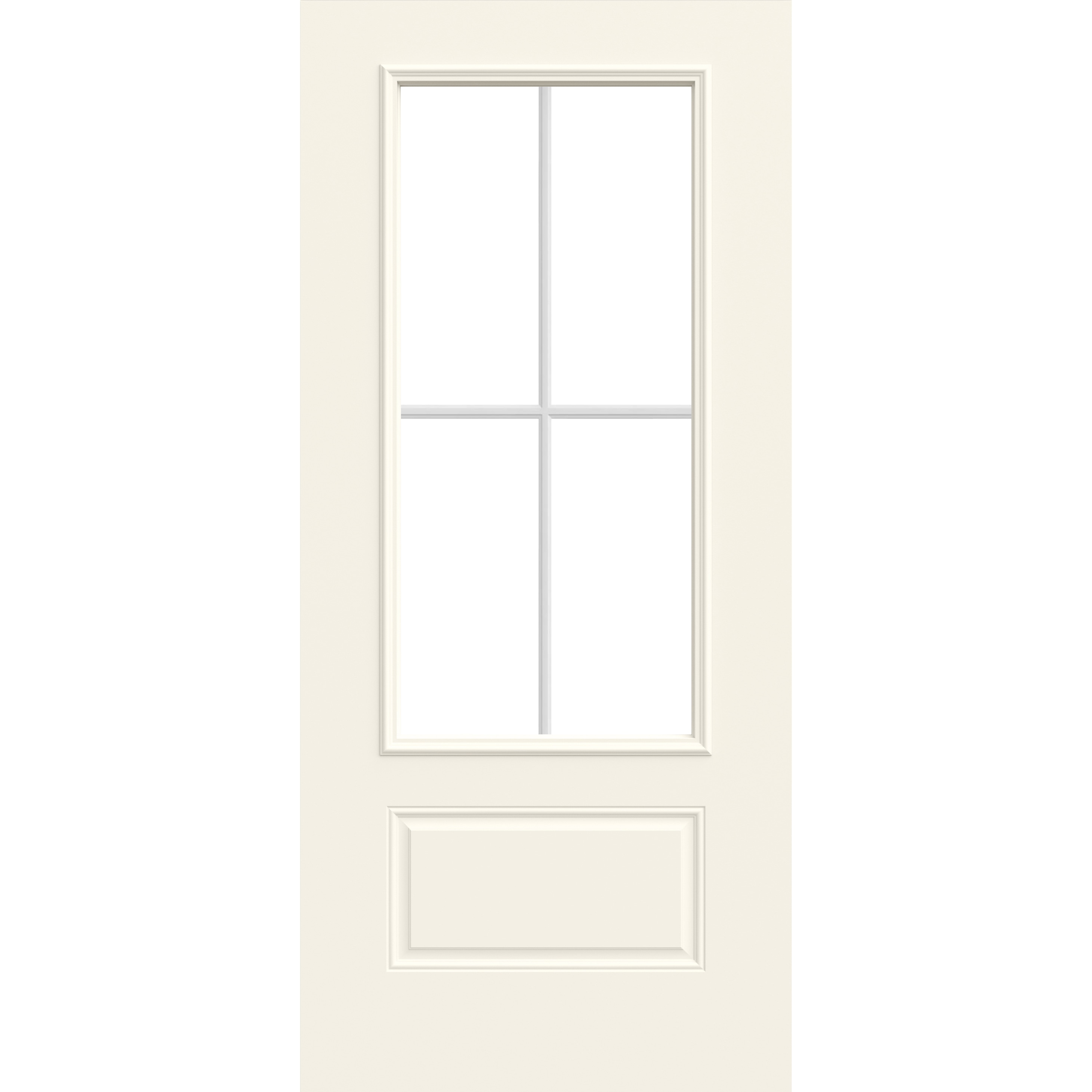36-in x 80-in Steel 3/4 Lite Universal Reversible White Painted Slab Door Single Front Door Insulating Core | - JELD-WEN LOWOLJW230500268