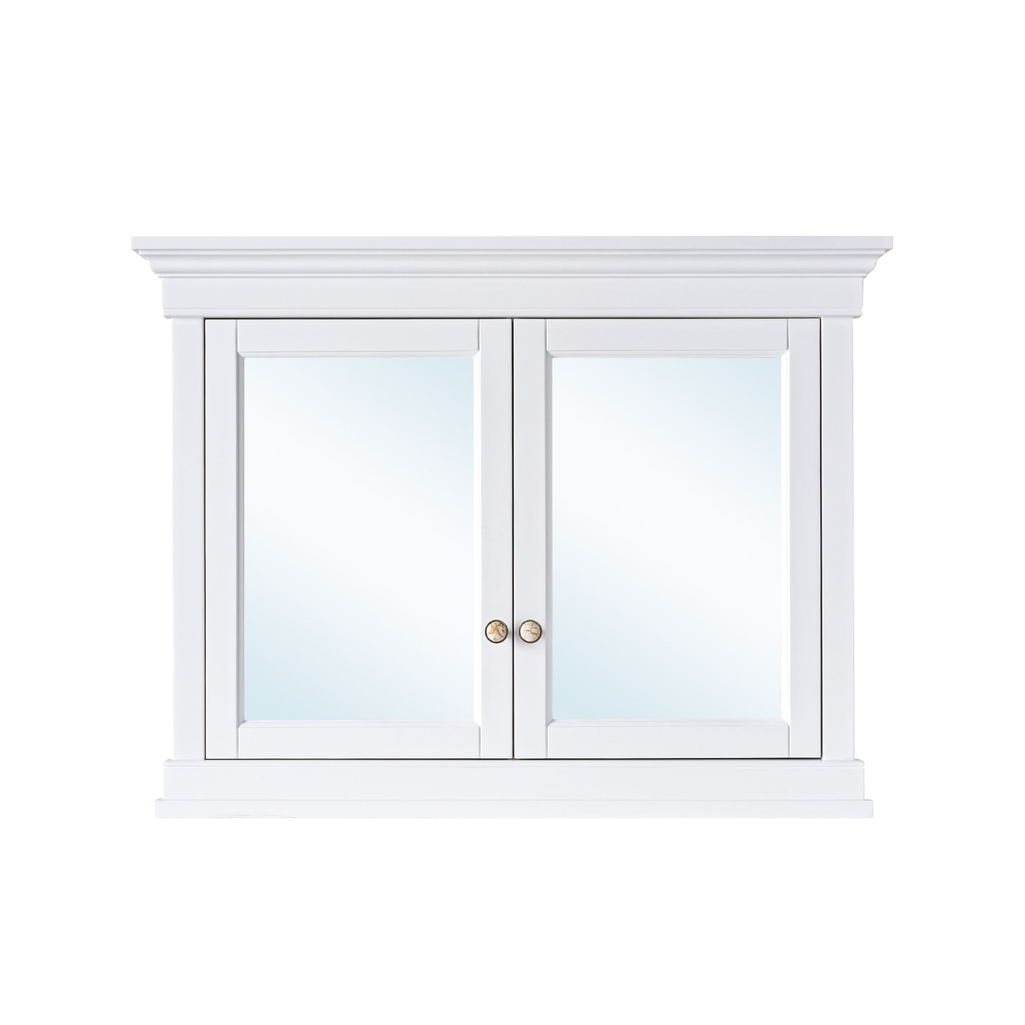 WELLFOR MB4232MC-WT 42-in x 32-in Recessed Mount White Mirrored Rectangle Soft Close Medicine Cabinet