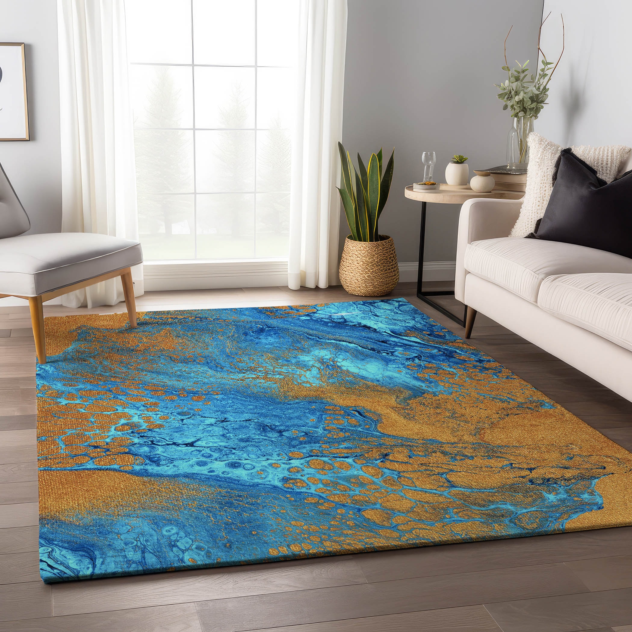 Addison Rugs AMF53CO8X10 Mayfield AMF53CO 8 x 10 (ft) Loomed Polyester Cobalt Rectangular Indoor Abstract Machine washable Area rug