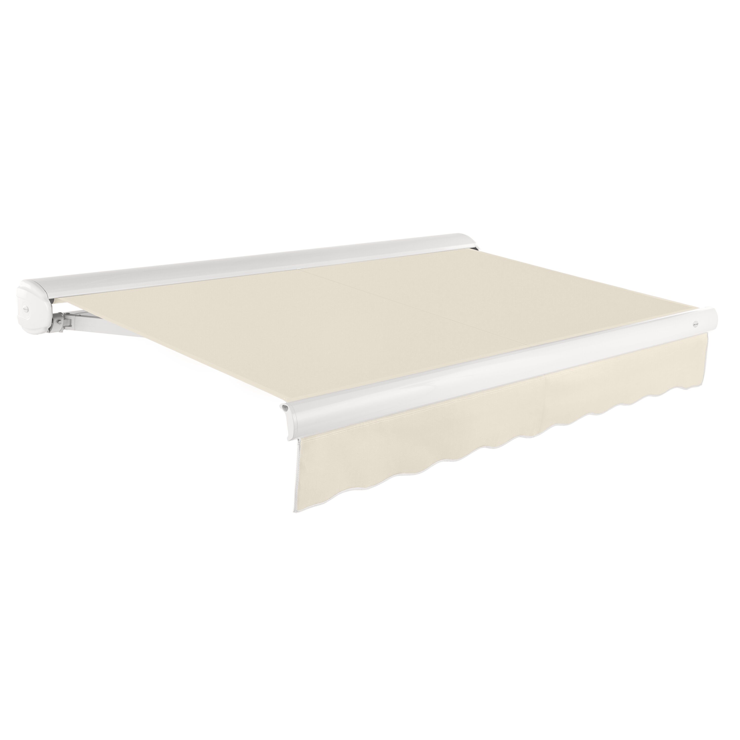 Awntech KWR12-L-L Key West Right Motor 144-in Wide x 120-in Projection x 10-in Height Fabric Linen Solid Motorized Retractable Patio Awning