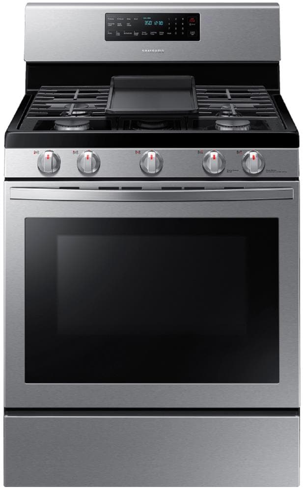 30-in 5 Burners 5.8-cu ft Self-cleaning Convection Oven Freestanding Natural Gas Range (Stainless Steel) | - Samsung NX58R5601SS