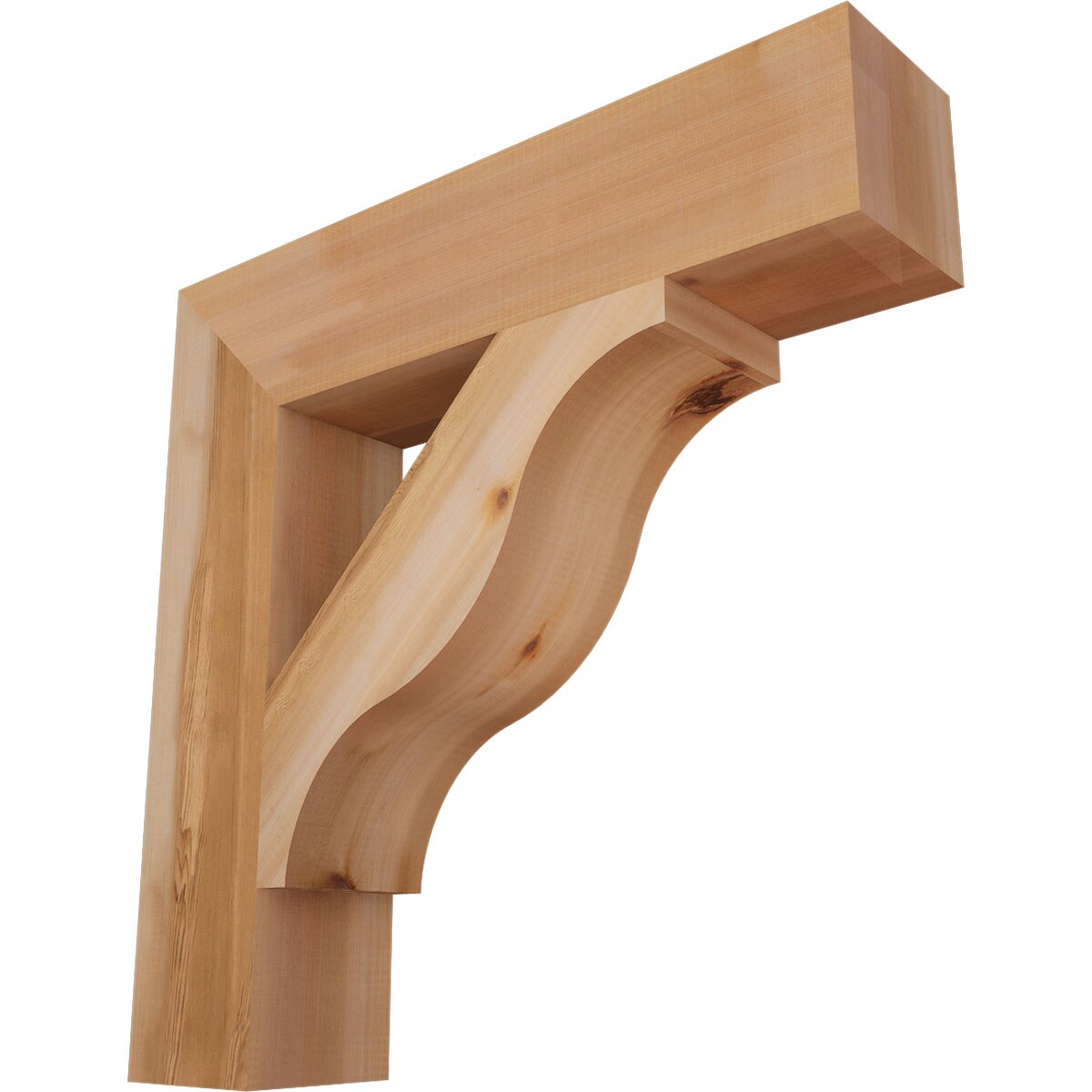 Ekena Millwork BKT06X28X28FST05SWR Funston Block Smooth 5-1/2-in x 28-in x 28-in Western red cedar Brown Wood Standard bracket