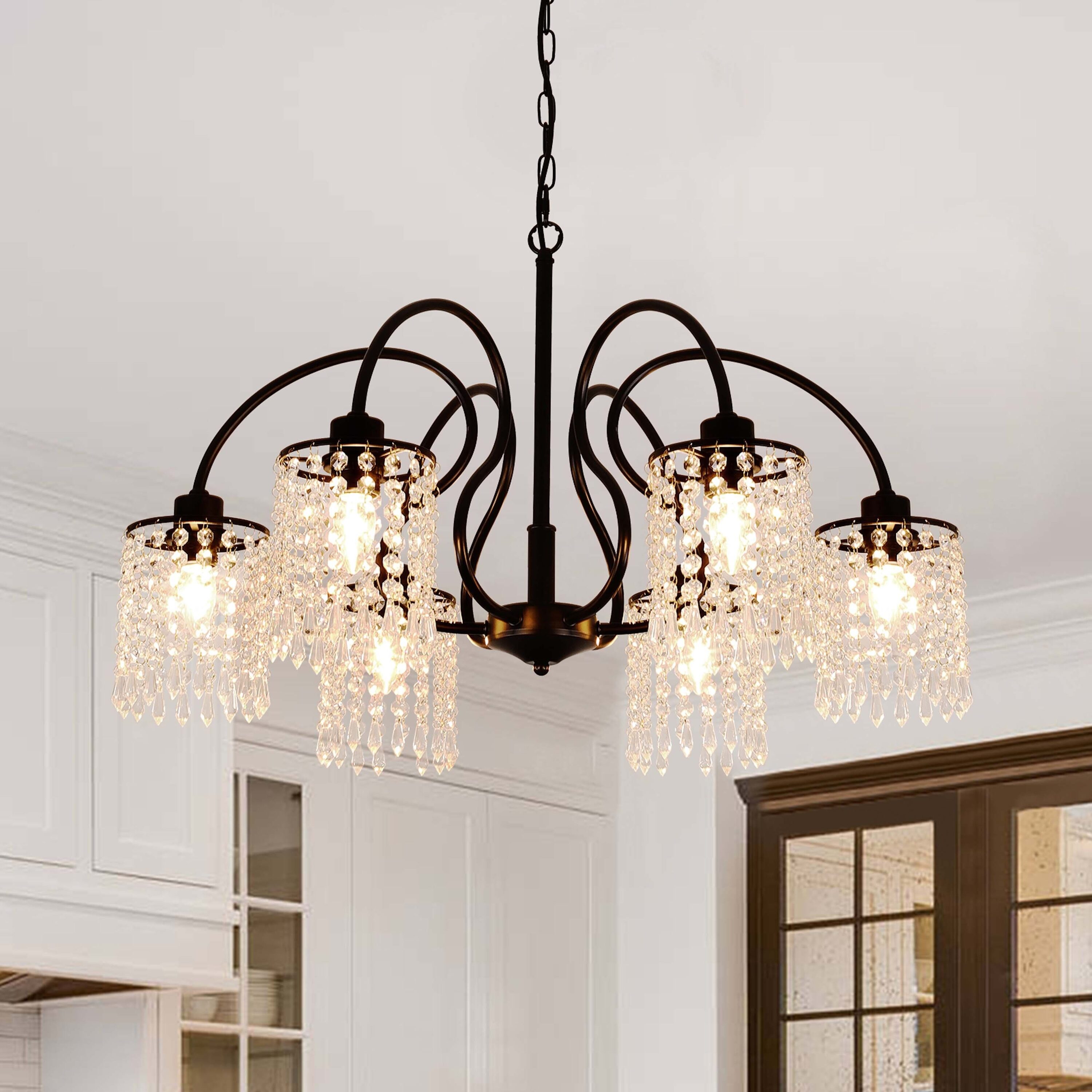 EDISLIVE Y81010000059628 6 -Light Black Glam Sputnik Large Hanging Kitchen island light