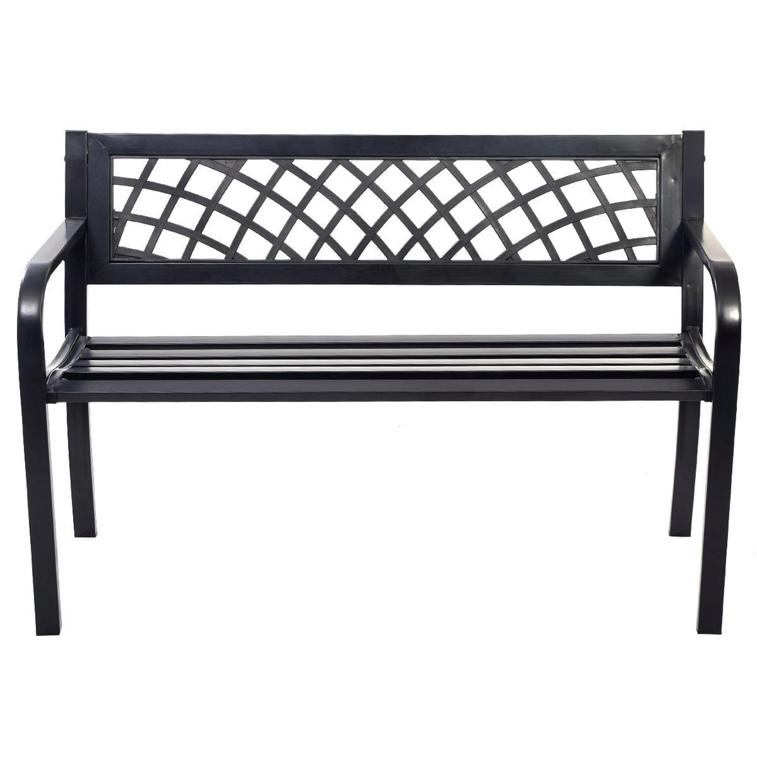 BABOOM BOM-P70532-CO Bench Deck 46-Inches W x 30-Inches H Black Steel Garden Bench