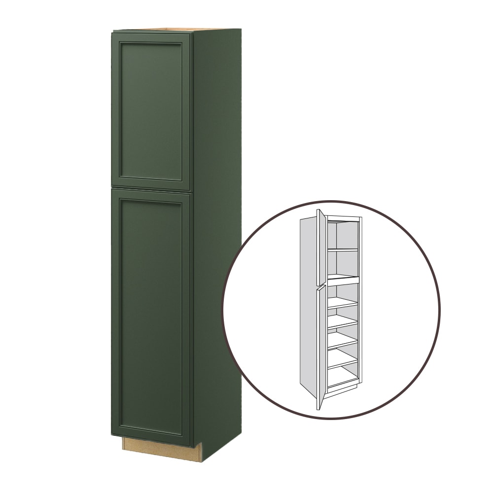 allen + roth Heathrow 15-in W x 84-in H x 24-in D Sage Pantry Fully Assembled Cabinet (Recessed Panel Square Door Style)