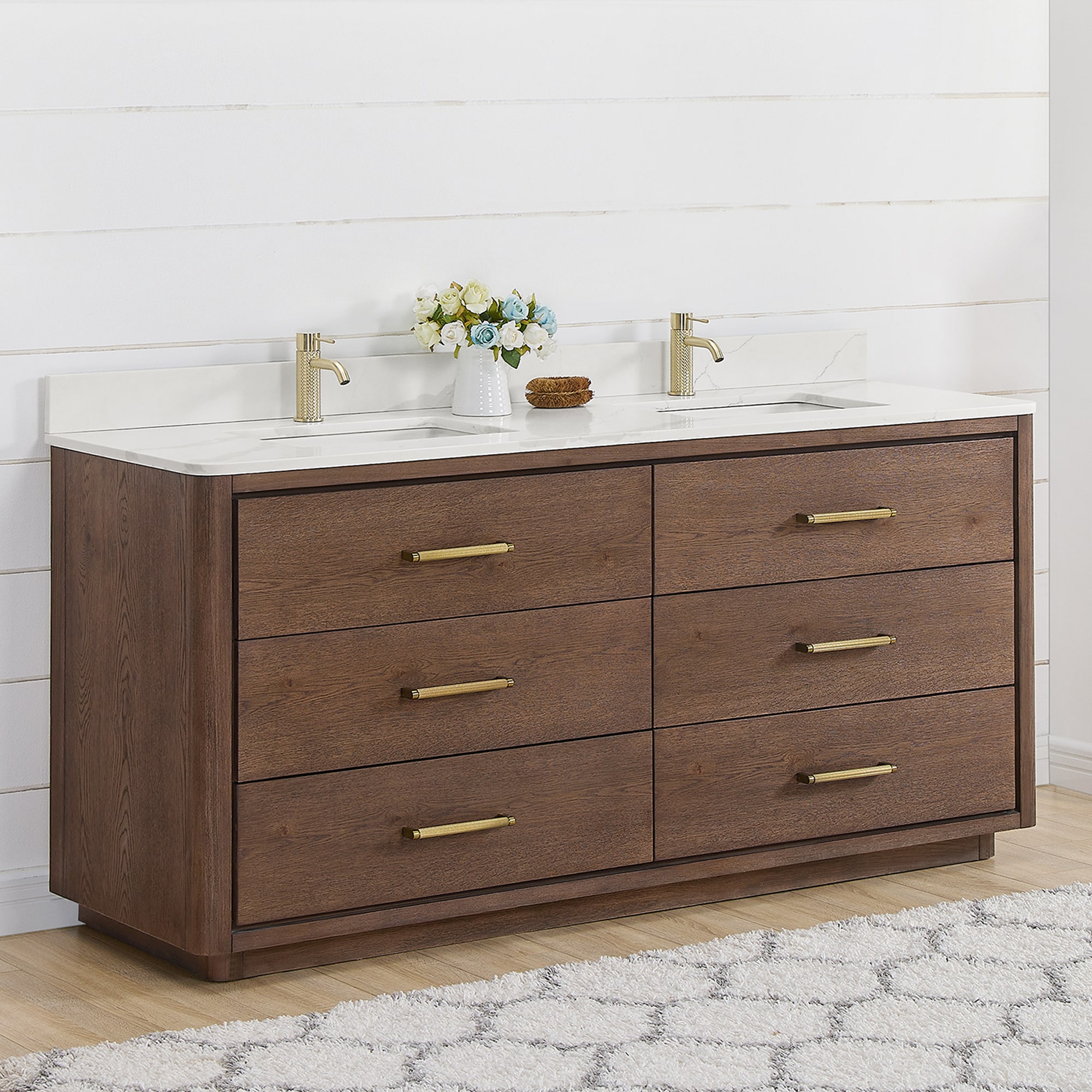 Vinnova Porto 72 In. Free-standing Double Bath Vanity In Aged Natural 