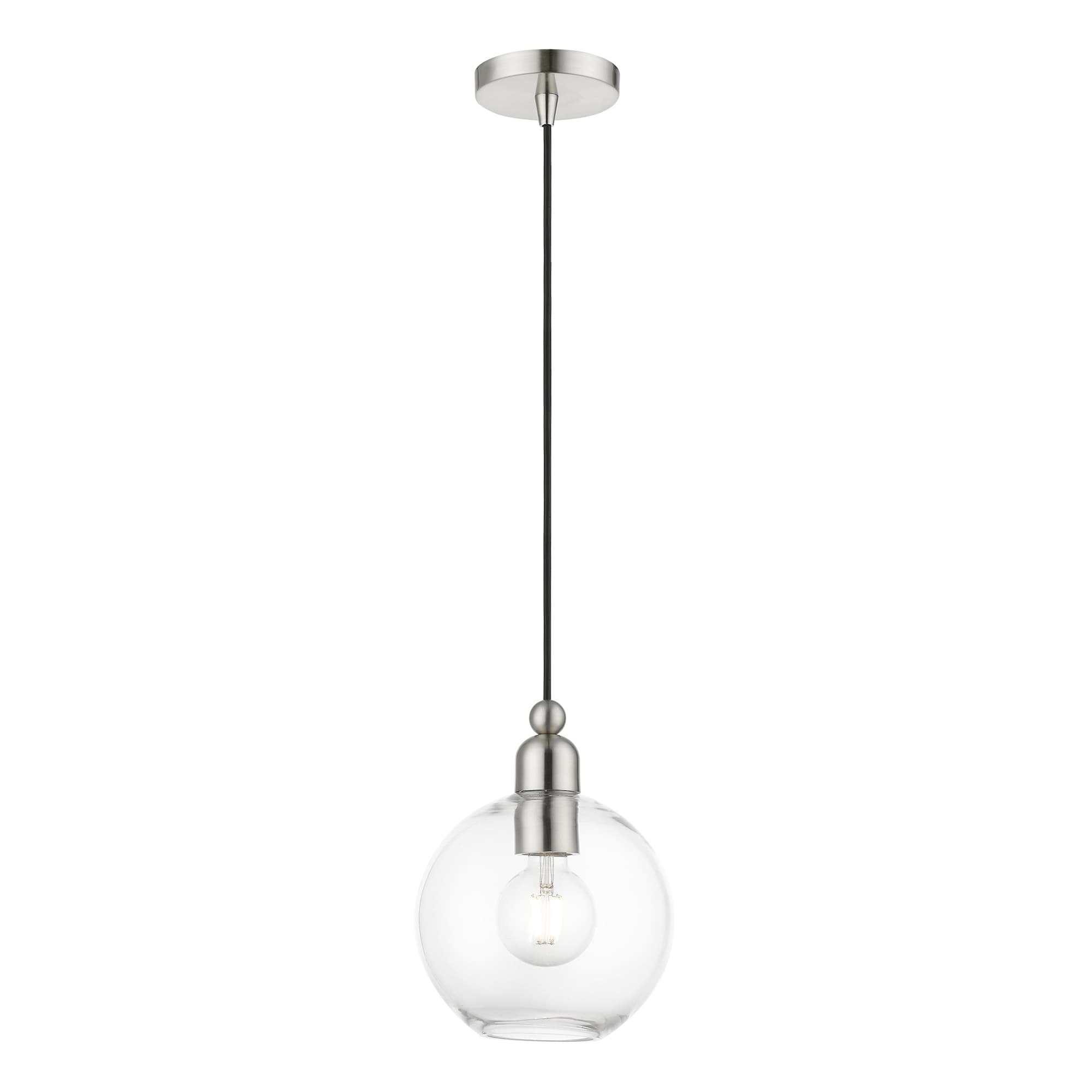 Downtown Elegance Brushed Nickel Globe Pendant with Clear Glass