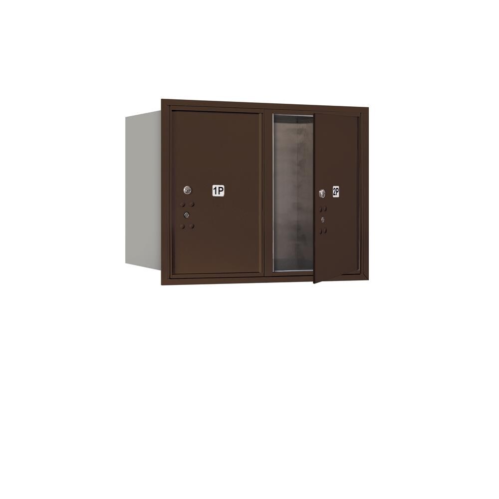 SALSBURY INDUSTRIES 3706D-2PZFP Recessed Mount Bronze Metal Extra Large Lockable Cluster Mailbox