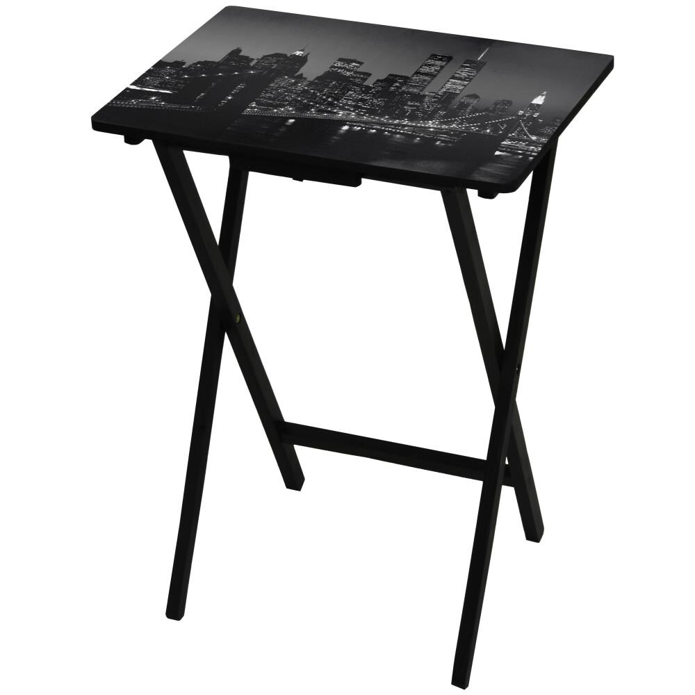 TV Tray Wood Black - Plastic Dev Group