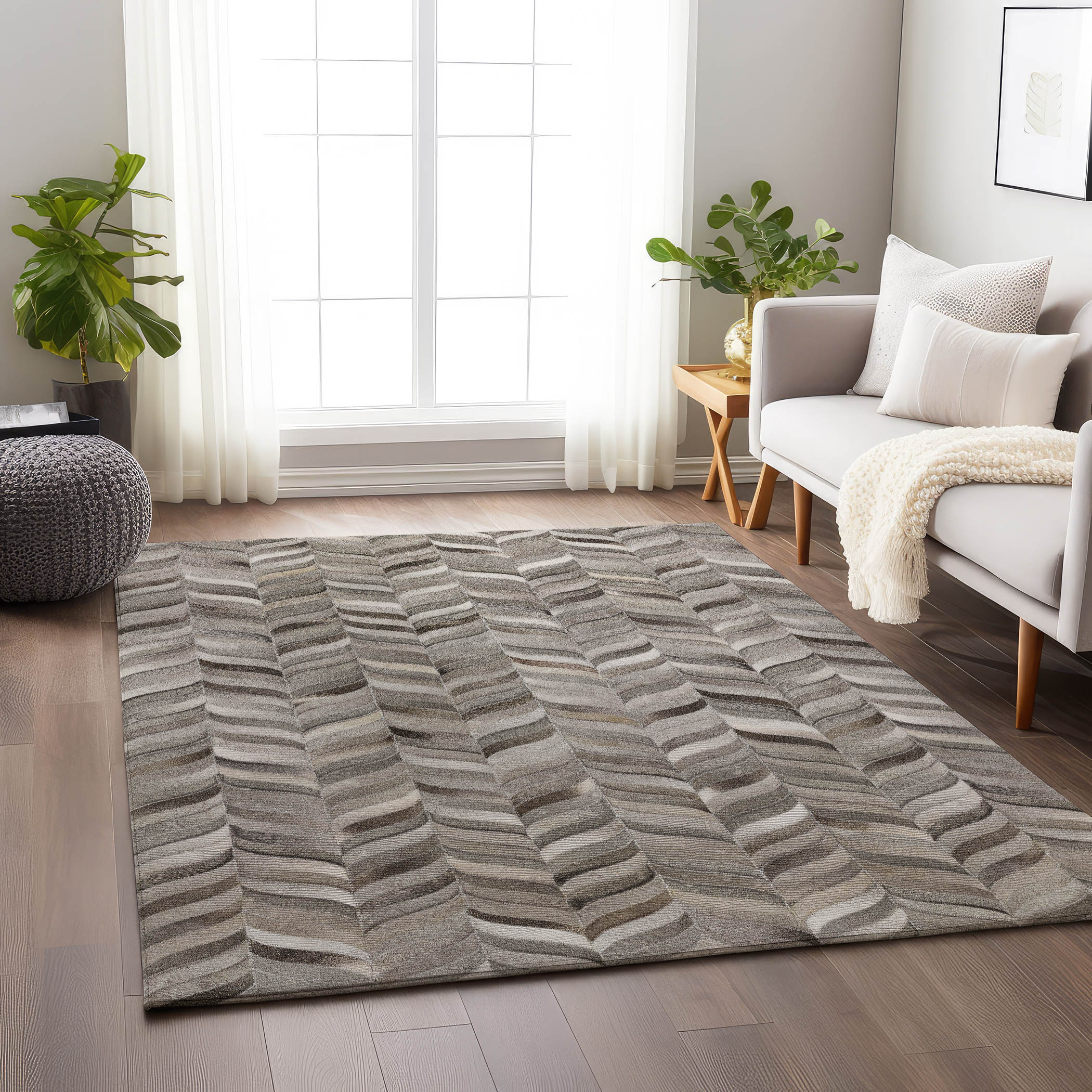 Addison Rugs AMF106GY8X10 Mayfield AMF106GY 8 x 10 (ft) Loomed Polyester Gray Rectangular Indoor Abstract Machine washable Area rug