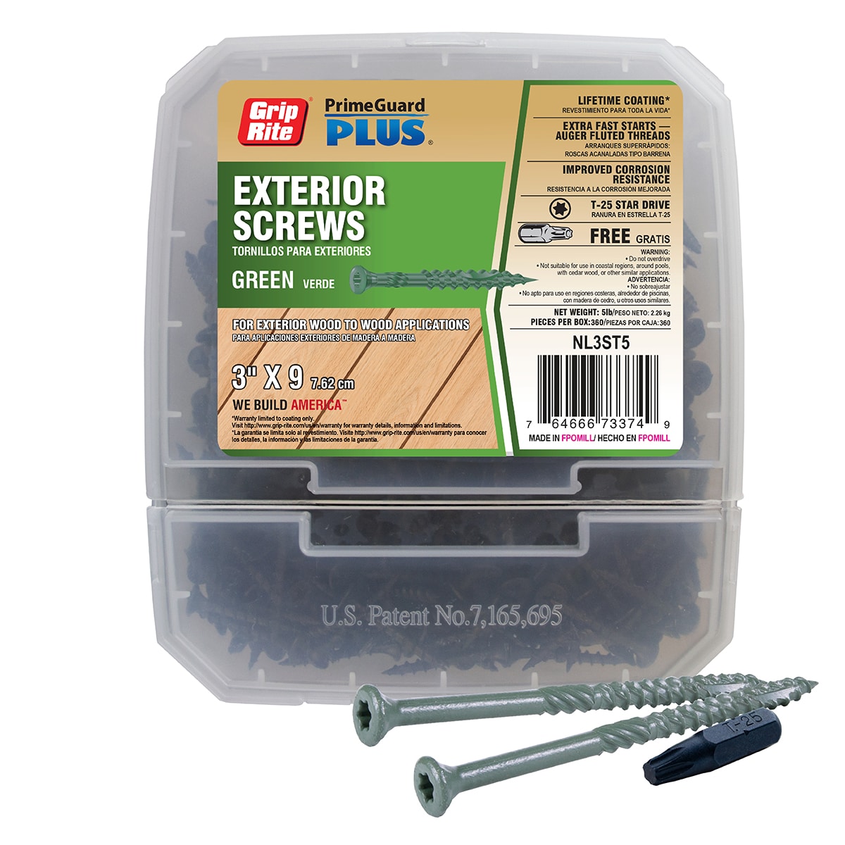 Grip-Rite NL3ST5 #9 x 3-in Wood to wood Deck Screws ( 360 -Per Box )
