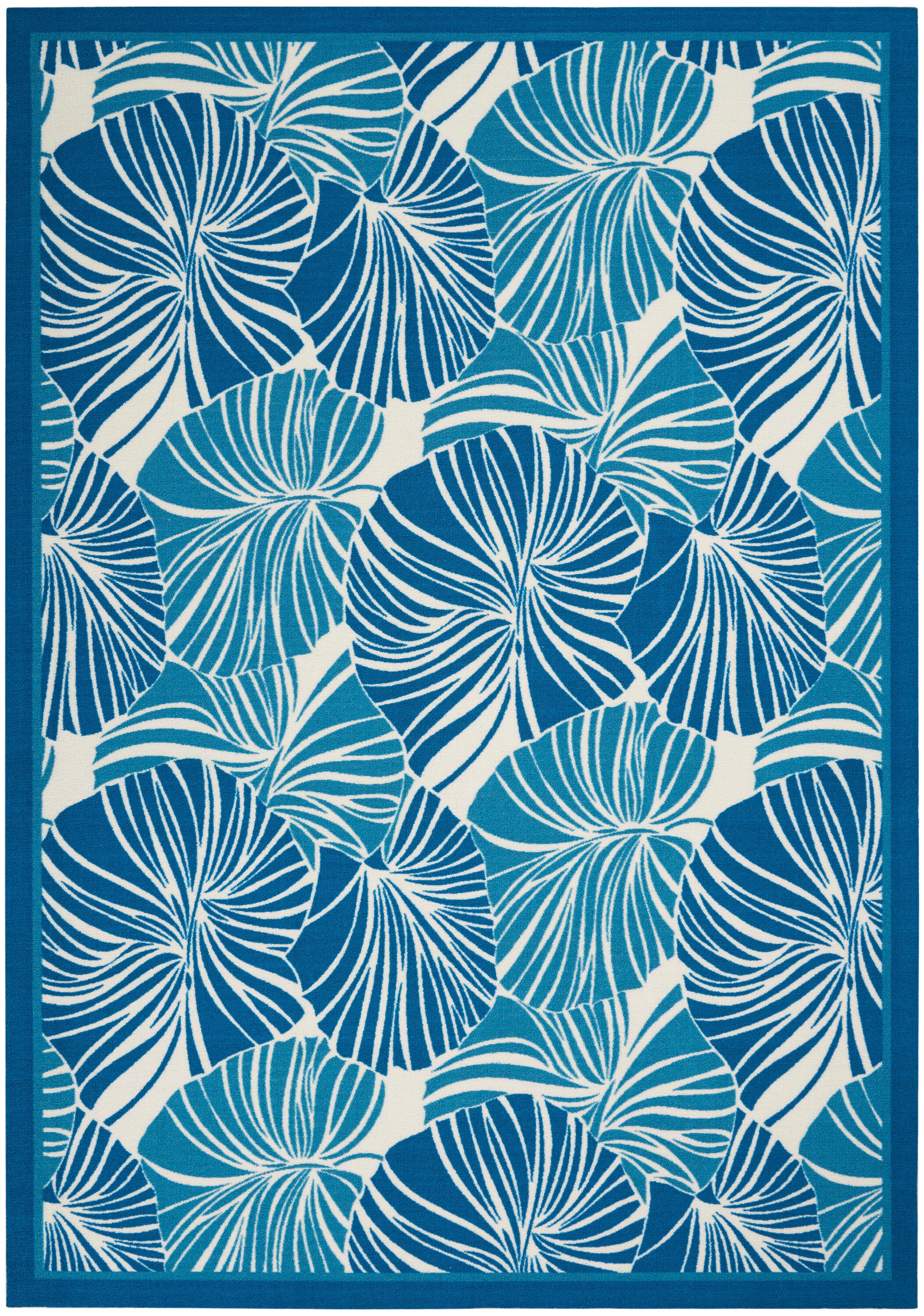 Tropical Blue Palm 4'x6' Easy-Care Synthetic Area Rug
