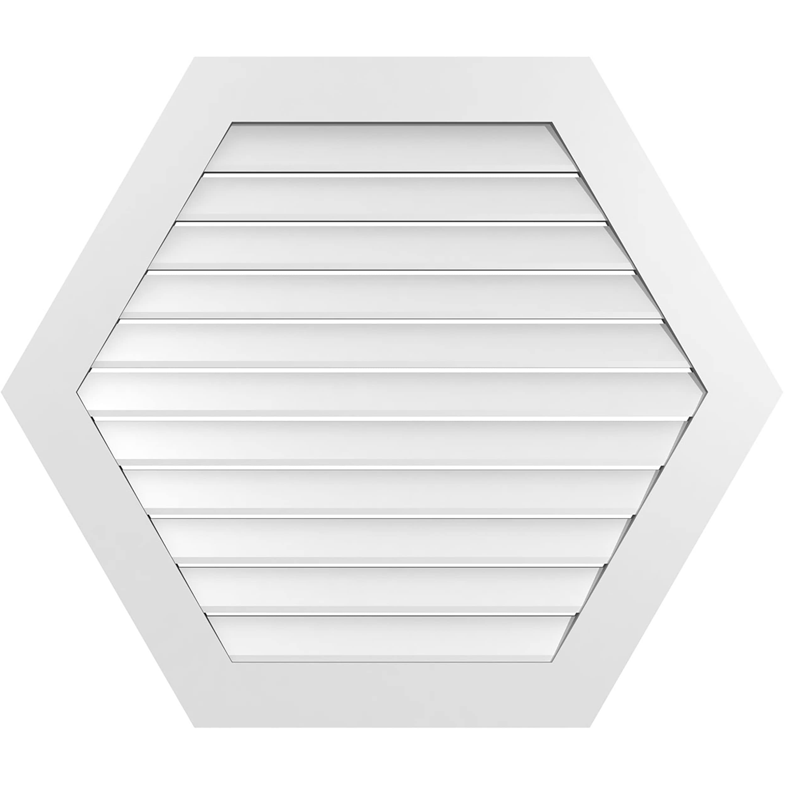 Ekena Millwork GVPHP42X3601SF 42-Inches x 36-Inches Off-white Peaked PVC Gable Louver Vent