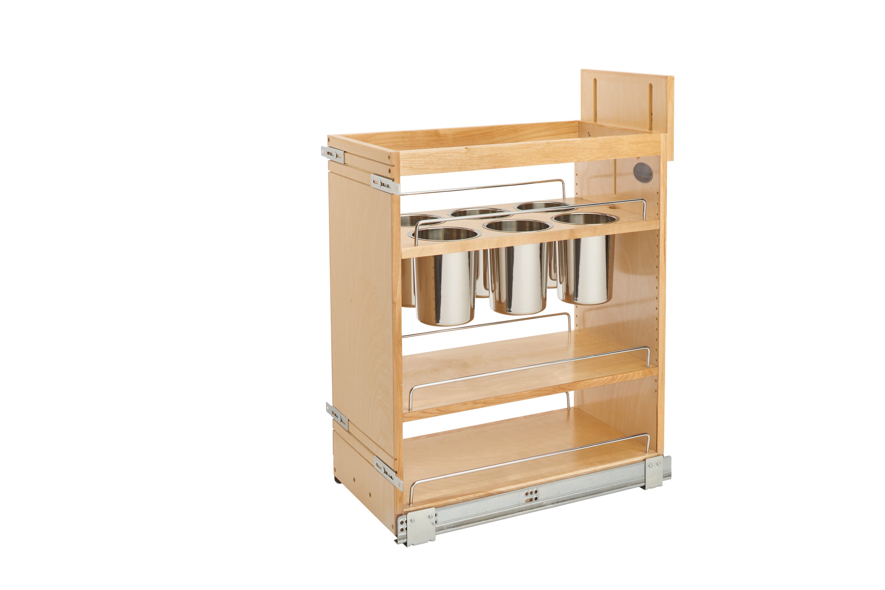 Rev-A-Shelf 448UT-BCSC-11C 448UT Series 11.75-Inches W x 25.63-Inches H x 21.63-Inches D 3 -Tier Cabinet-mount Light Brown Wood Soft Close Pull-out Utensil organizer