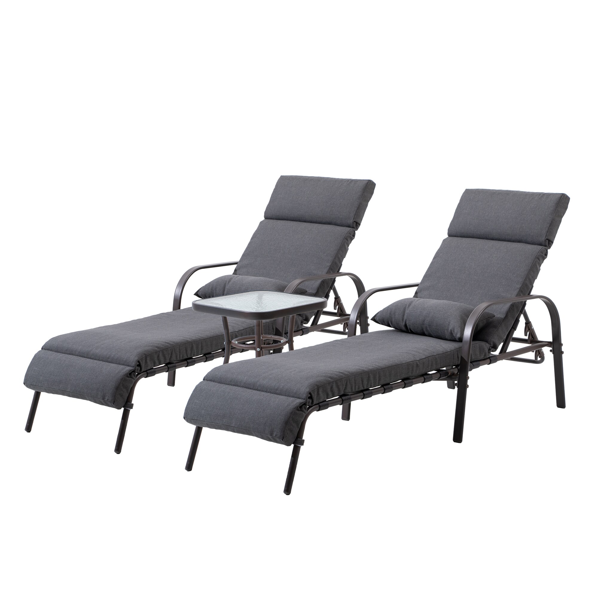 Pellebant PB-LG015DGY-3 3 -Piece Patio Conversation Set with Gray Cushions