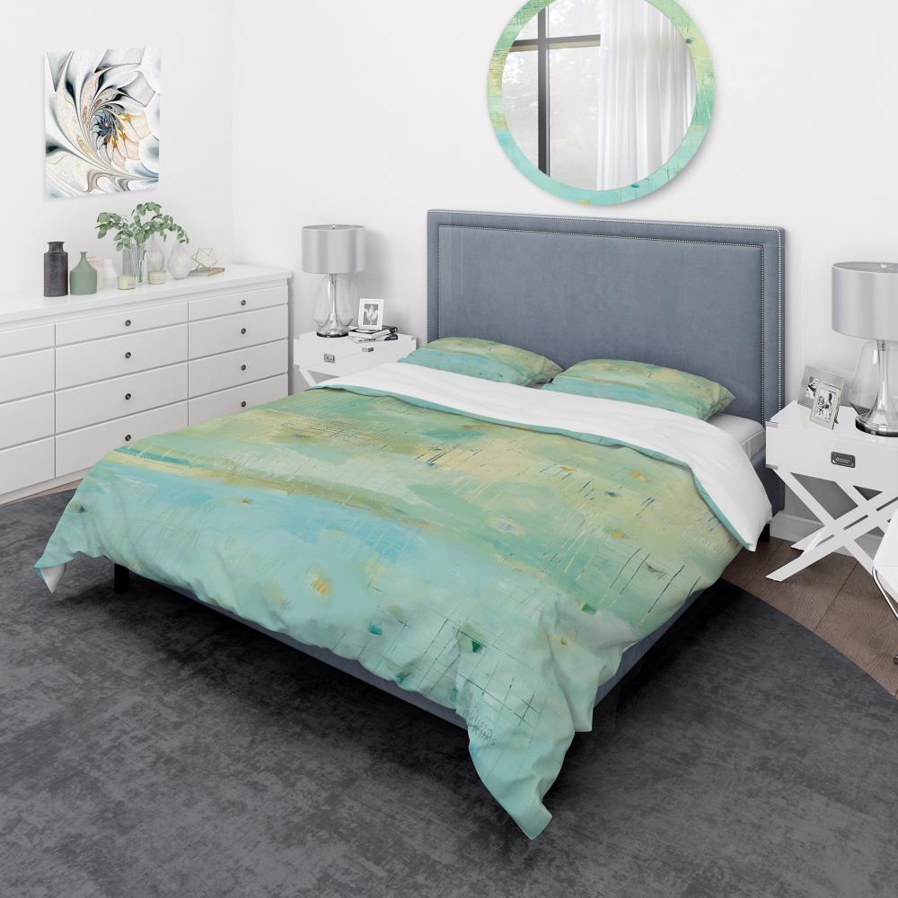 Designart BED31001-Q 3 -Piece Green Queen Duvet cover Set