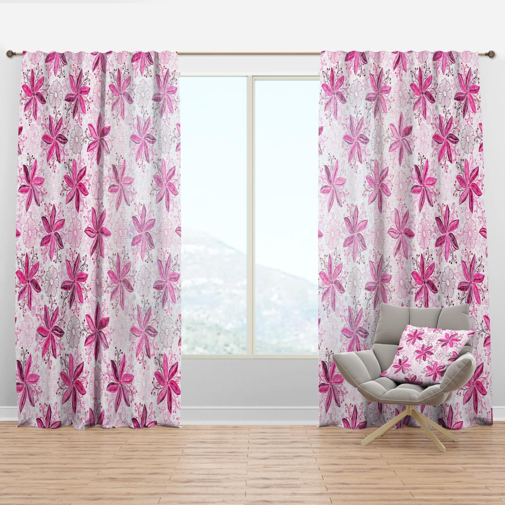 Designart CTN24421-52-63 63-Inches Pink Abstract Room darkening Thermal lined Rod pocket Single curtain panel
