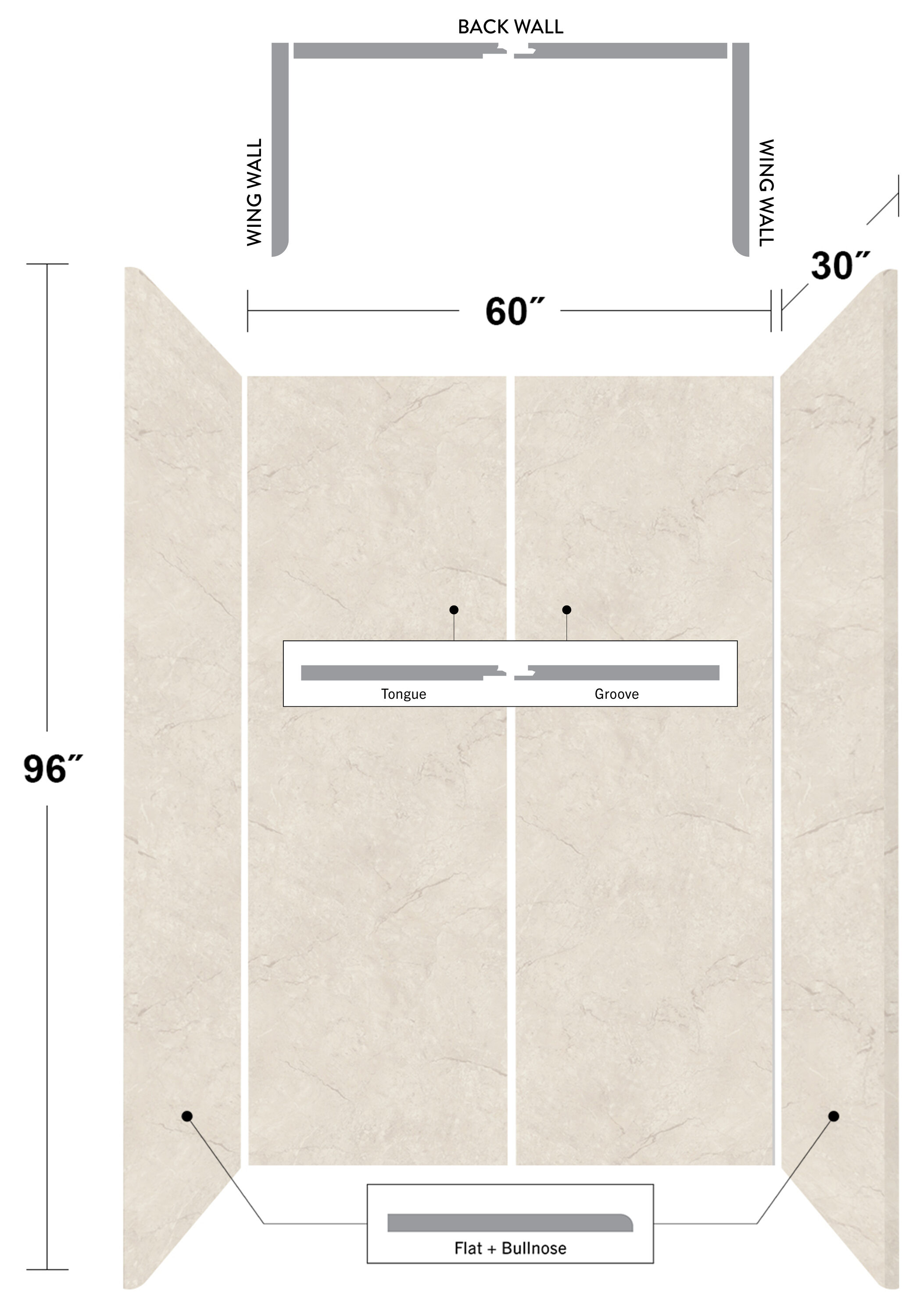 Wetwall WWK130795260X30X96 Bathtub-Wall-Surrounds - View #2