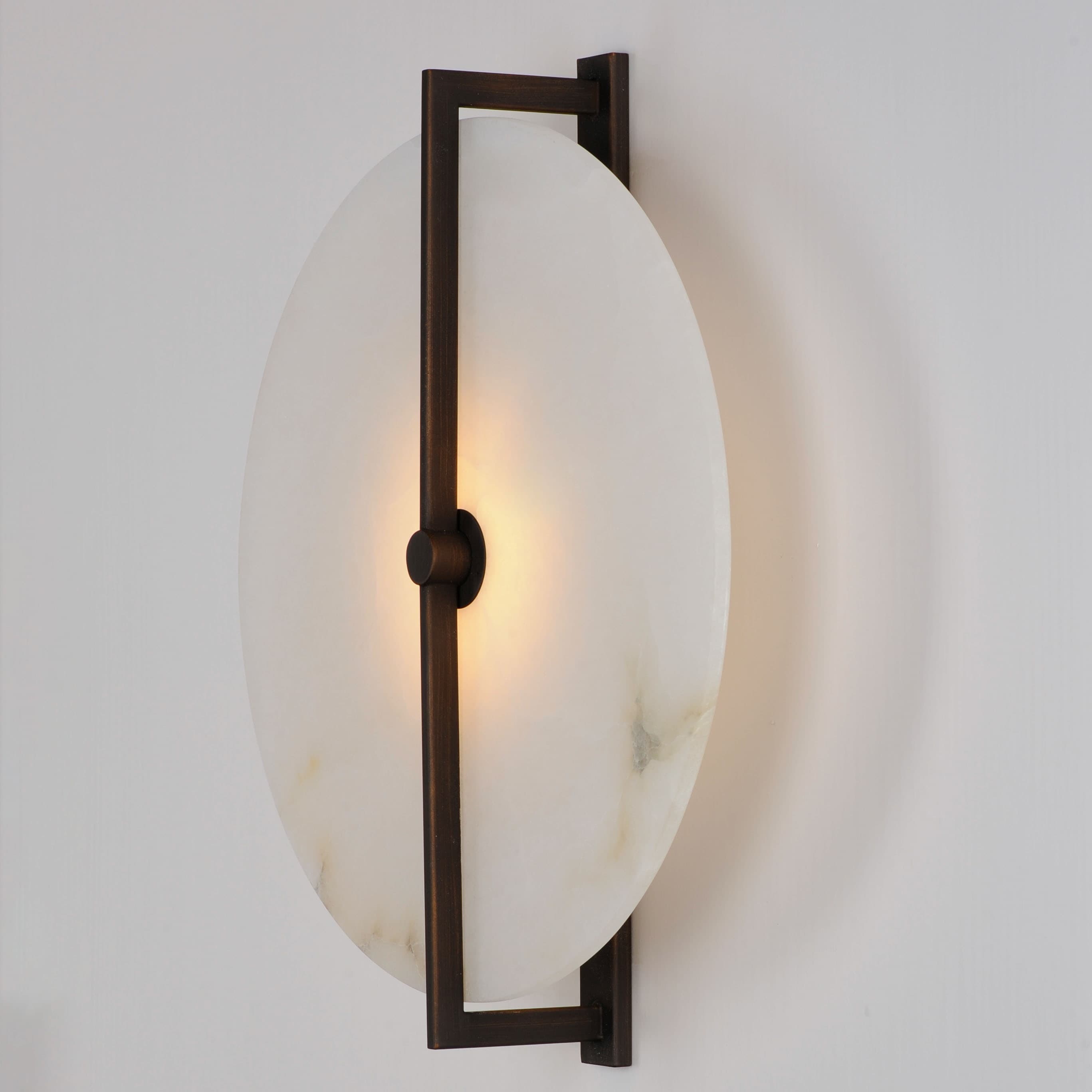 Dark Bronze and White Alabaster LED Wall Sconce