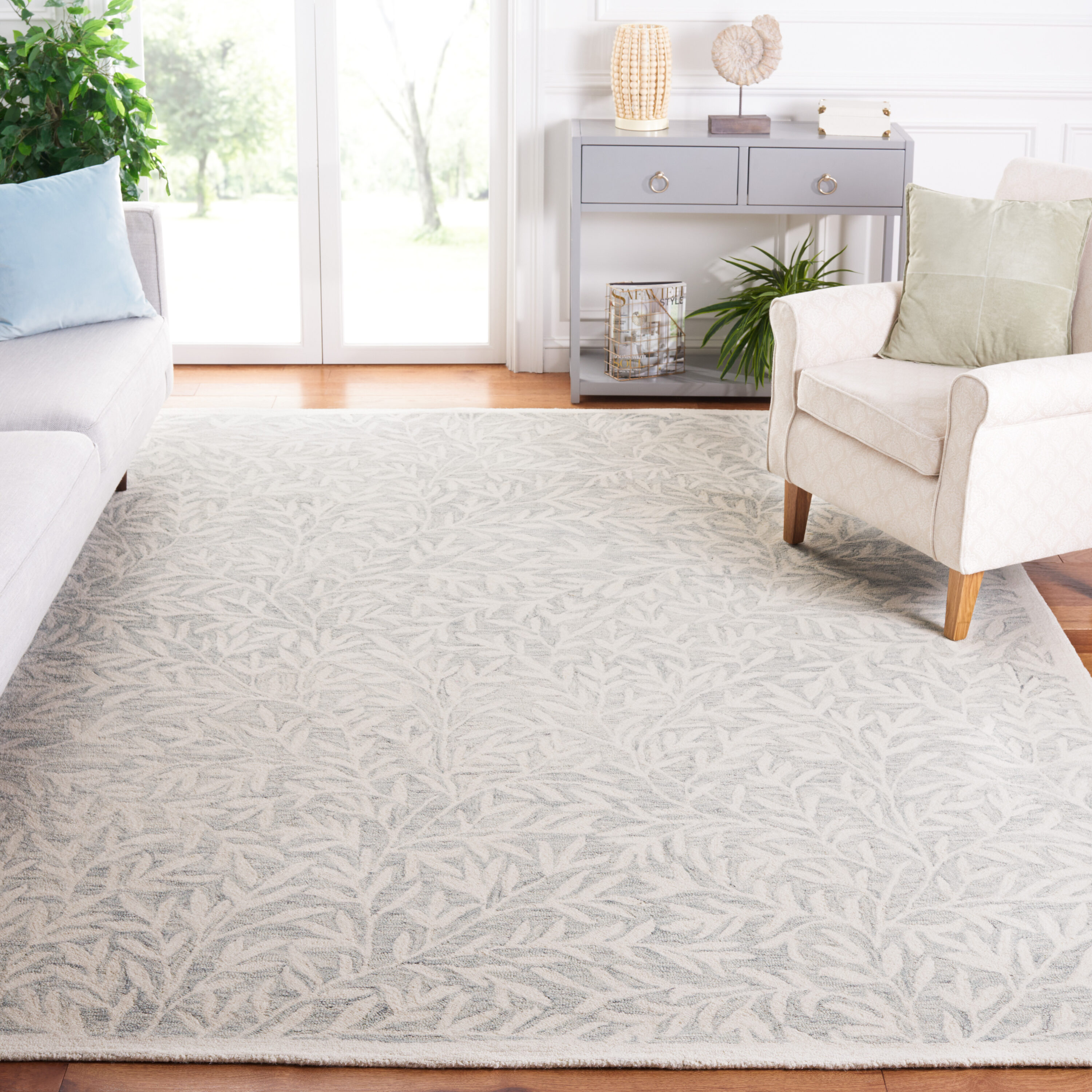  Jardin 753 Light Gray/Ivory Contemporary 8Ft x 10Ft Large Rectangle Rug