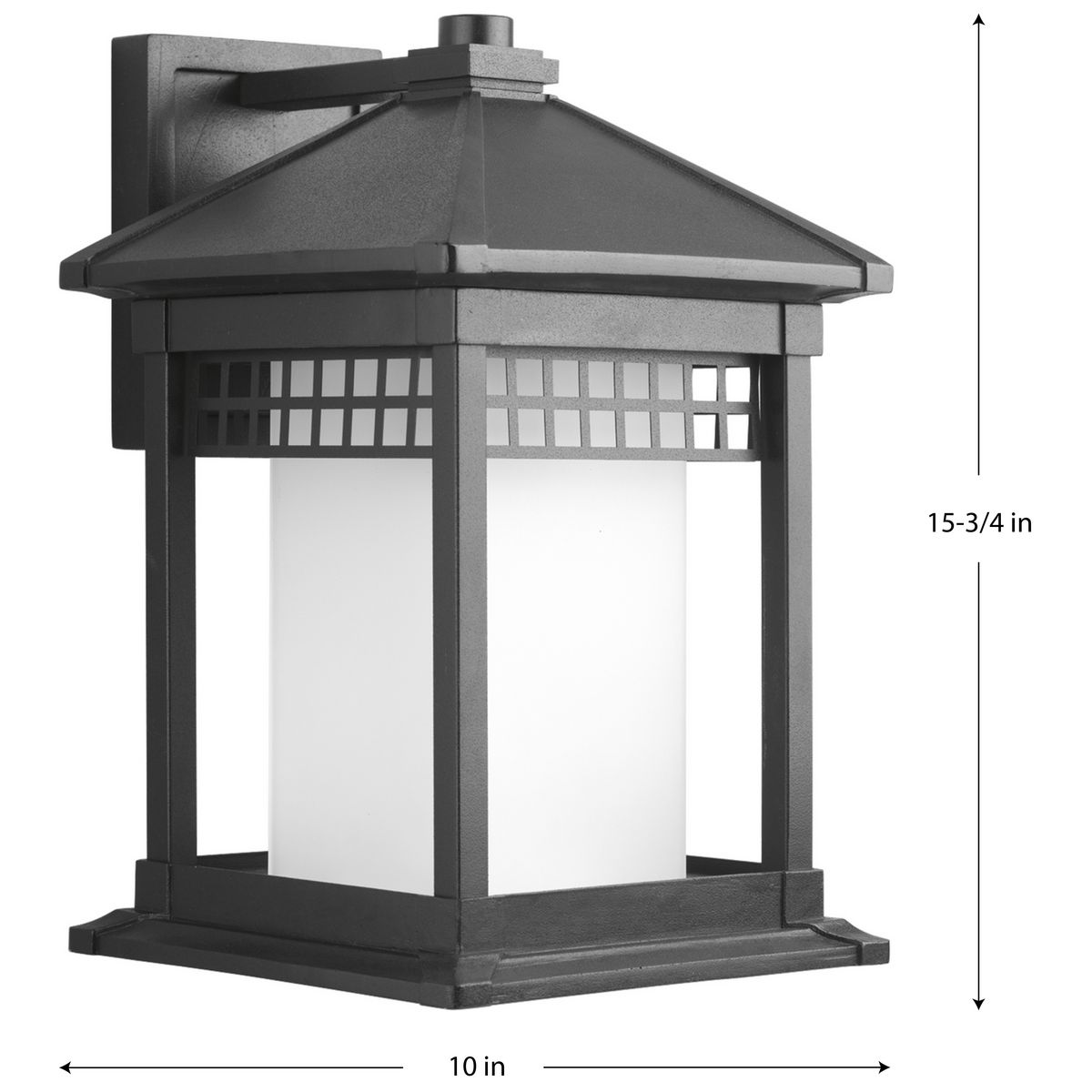 Black Aluminum 16" Outdoor Wall Lantern with Etched Glass Shade