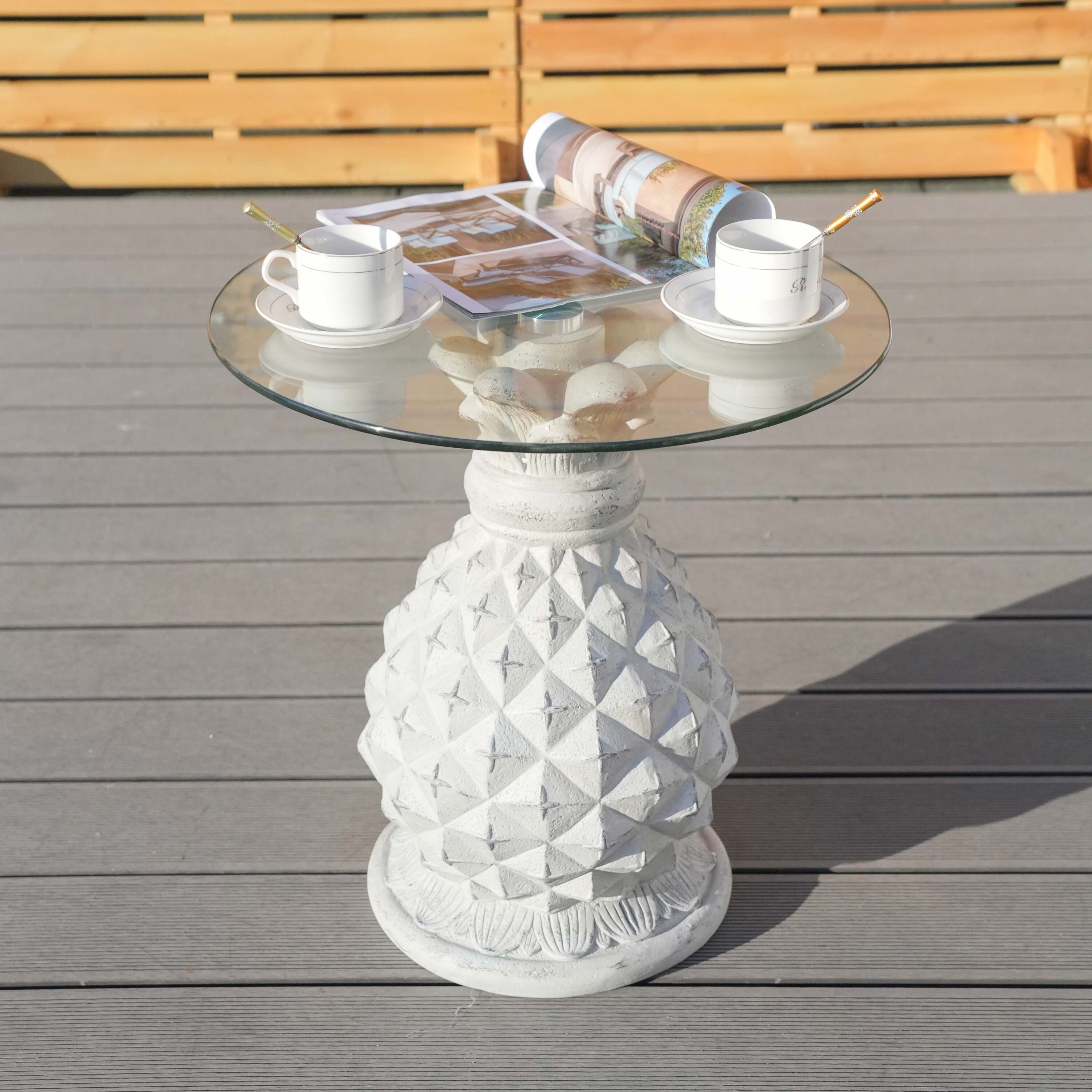 Direct Wicker DW-ST056-WT Rosy Round Outdoor Coffee 20-in W x 20-in L