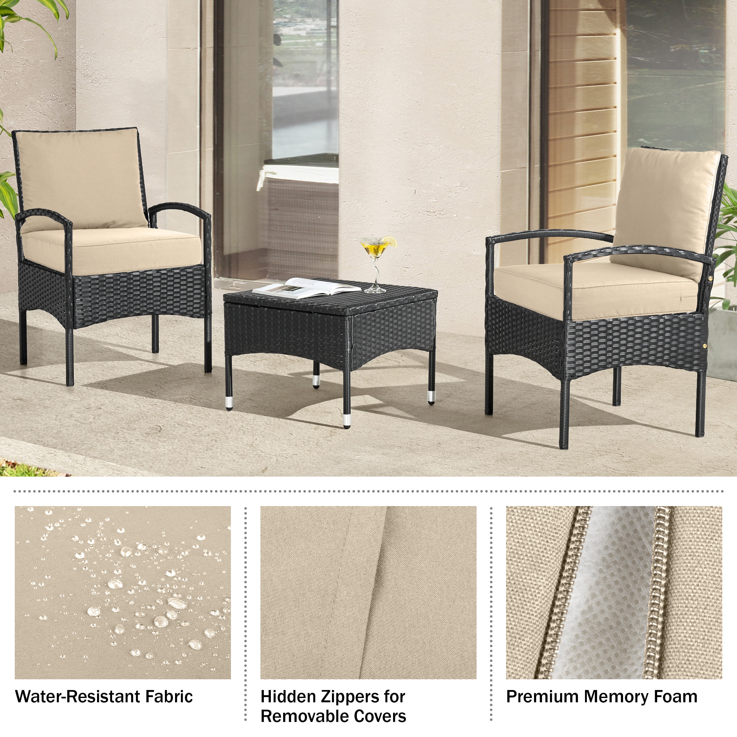 Lavish Home HT-OUTDR-TN Patio-Furniture-Cushions - View #3