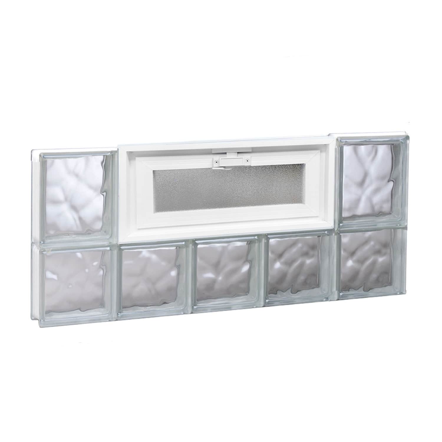 REDI2SET V3014DC Wavy Glass 28-3/4-in x 13-1/2-in Frameless Replacement Vented Glass Block Window