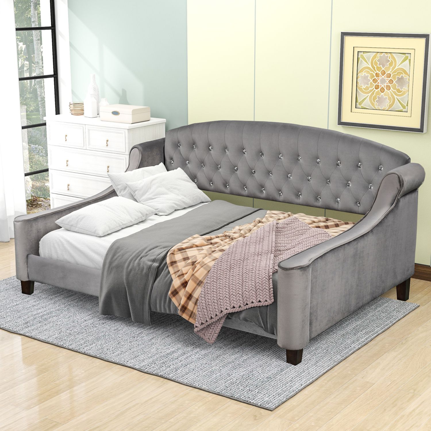 JASMODER SM001009AAE Gray Full Composite Platform Bed