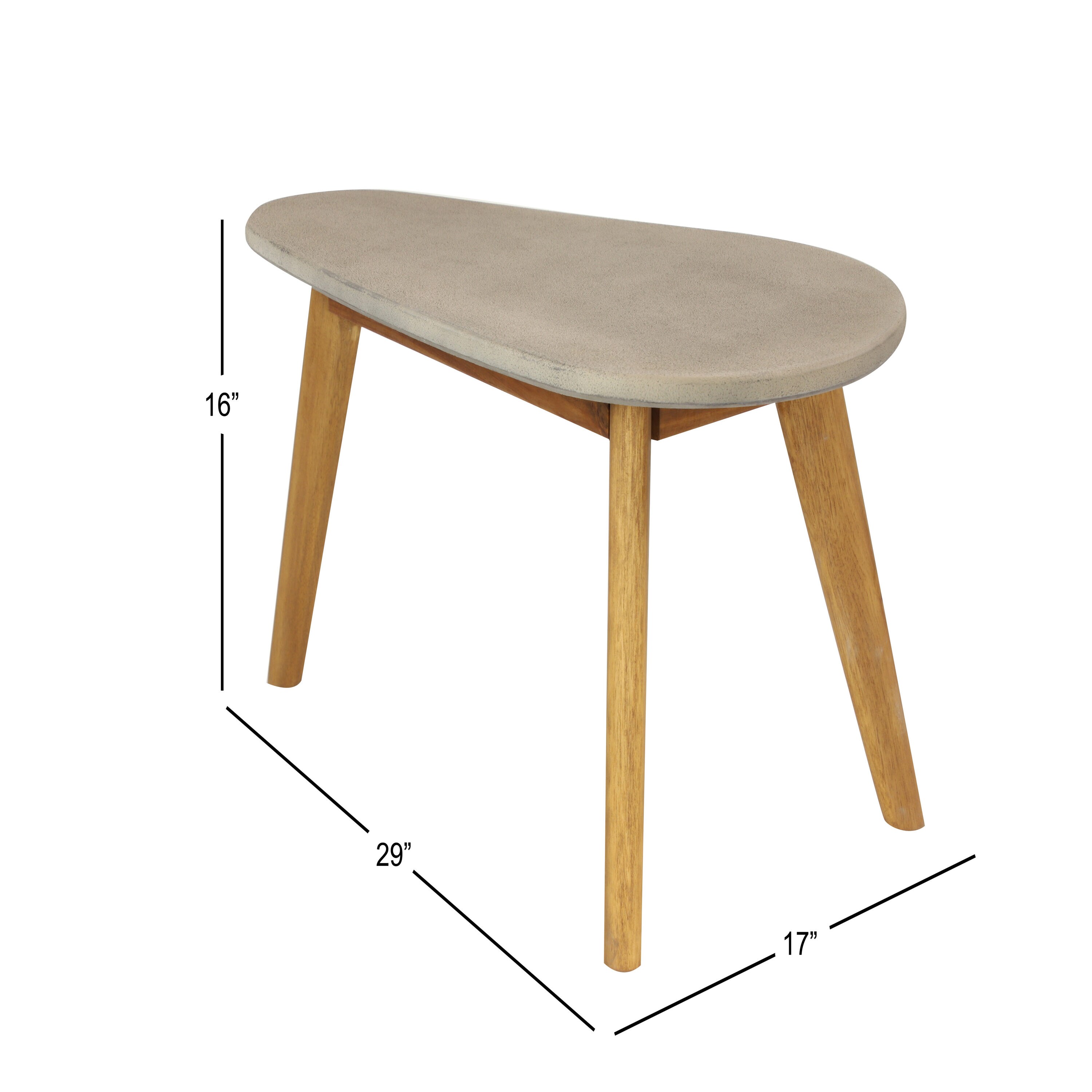 Modern Acacia Wood & Polycement Outdoor Accent Table in Gray