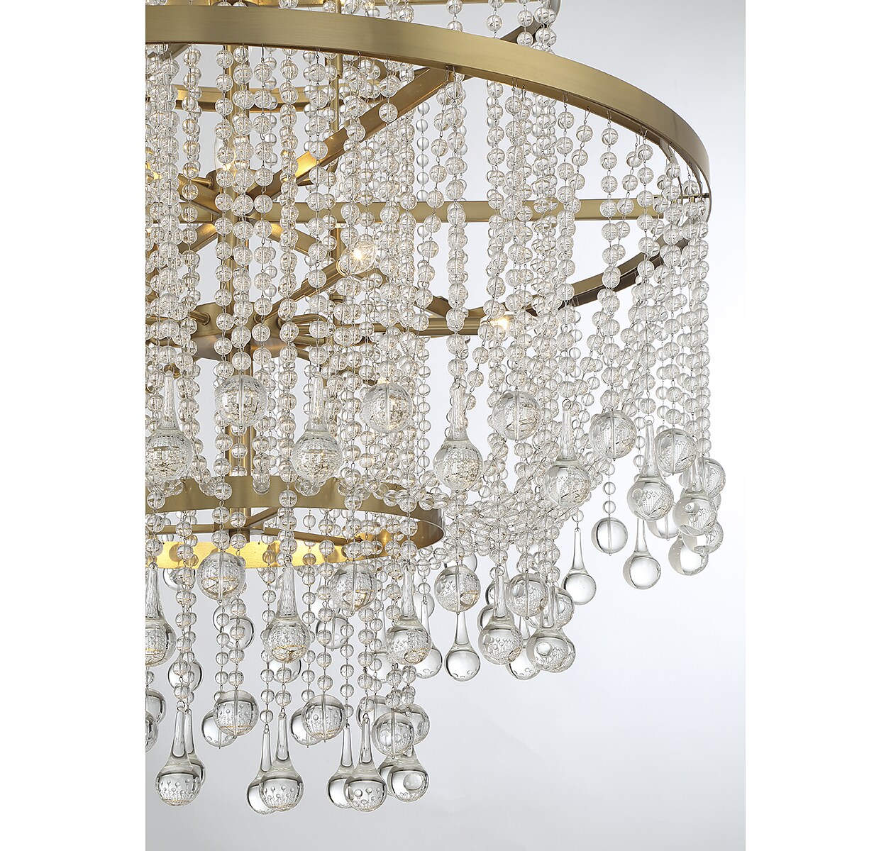 Luna Warm Brass 15-Light Tiered Crystal Chandelier
