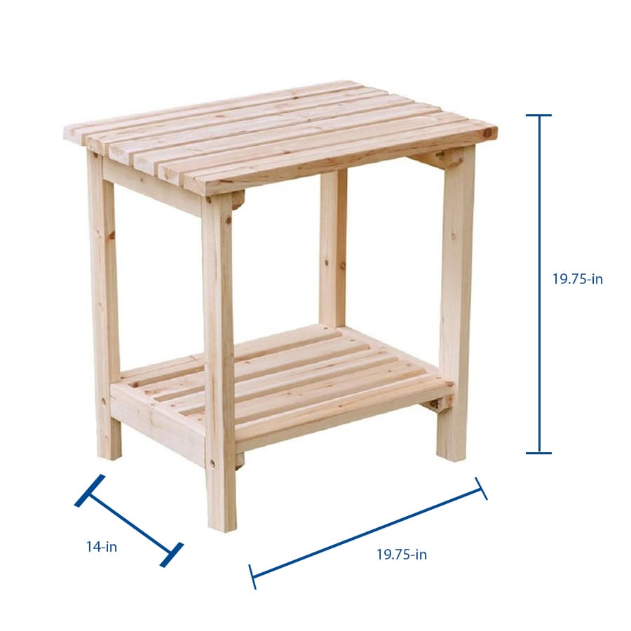 Natural Cedar Rectangular Outdoor Side Table with Shelf