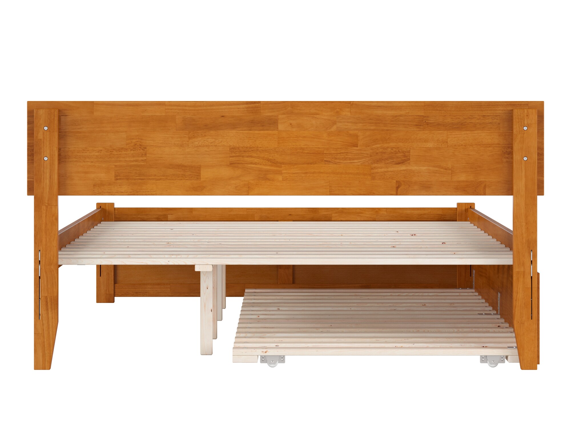 Light Brown Queen Wood Platform Bed with Storage Drawer