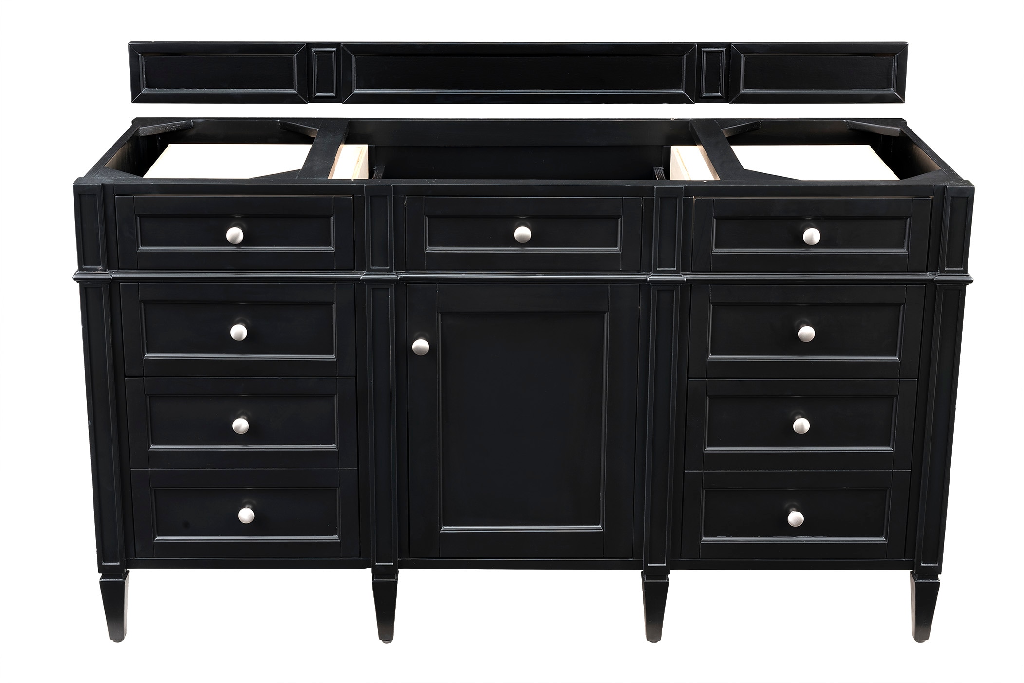 James Martin Vanities 650-V60S-BKO Brittany 60-in Black Onyx Bathroom Vanity Base Cabinet without Top