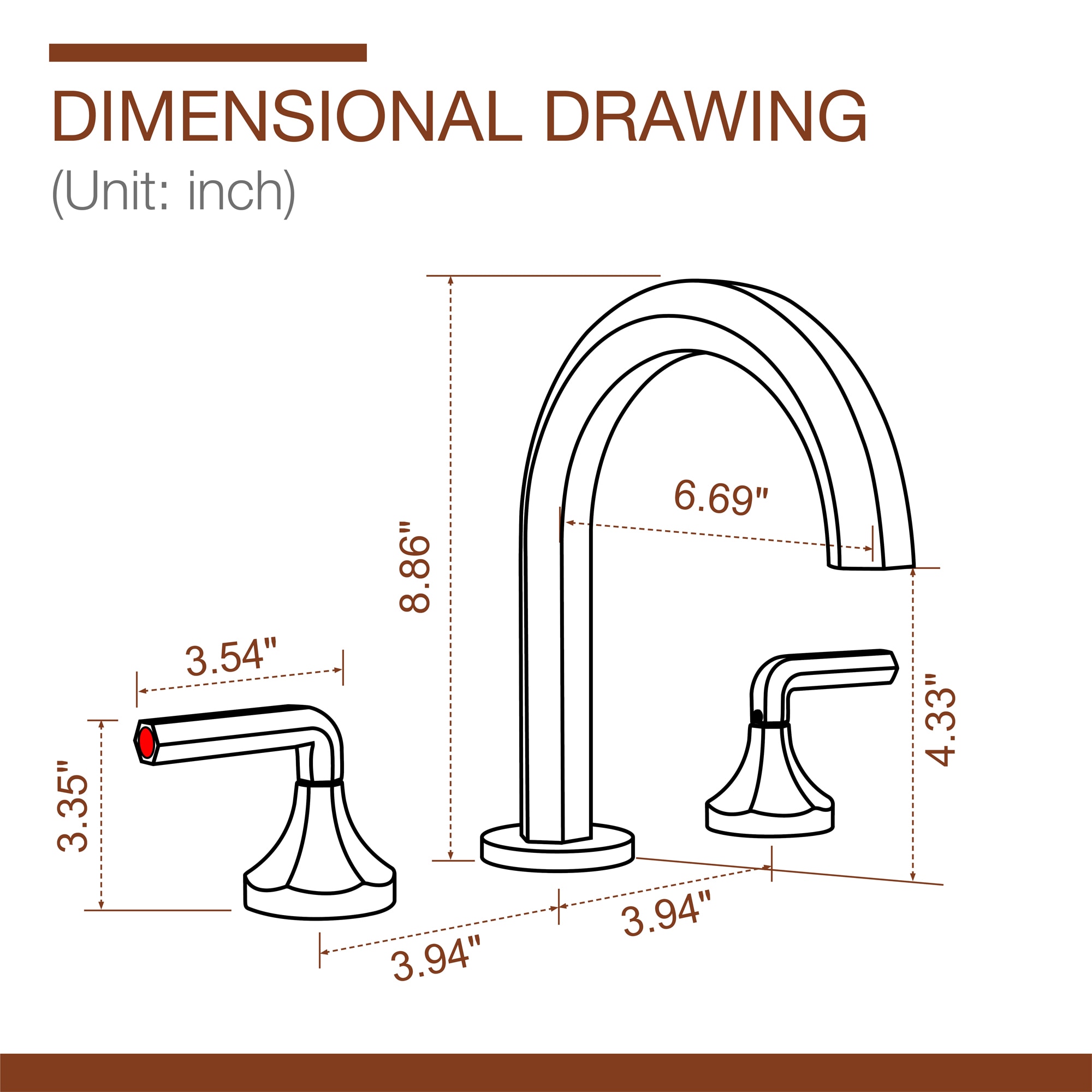 Mondawe Brushed Nickel Widespread 2-Handle Bathroom Sink Faucet with ...
