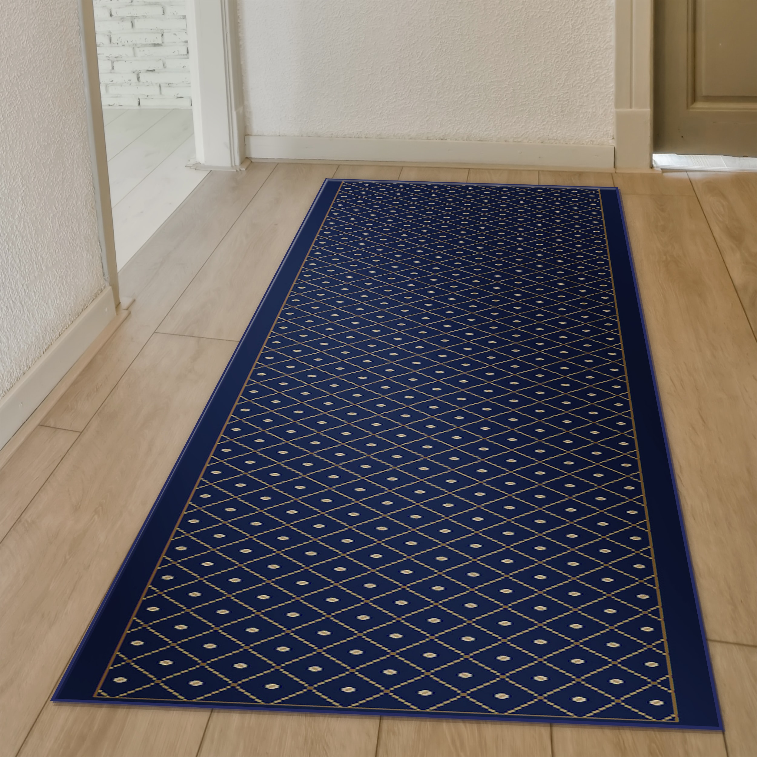 Radici USA 782/1314/NAVY Como 2 x 8 (ft) Polypropylene Navy Rectangular Indoor Geometric Mid-Century Modern Runner rug