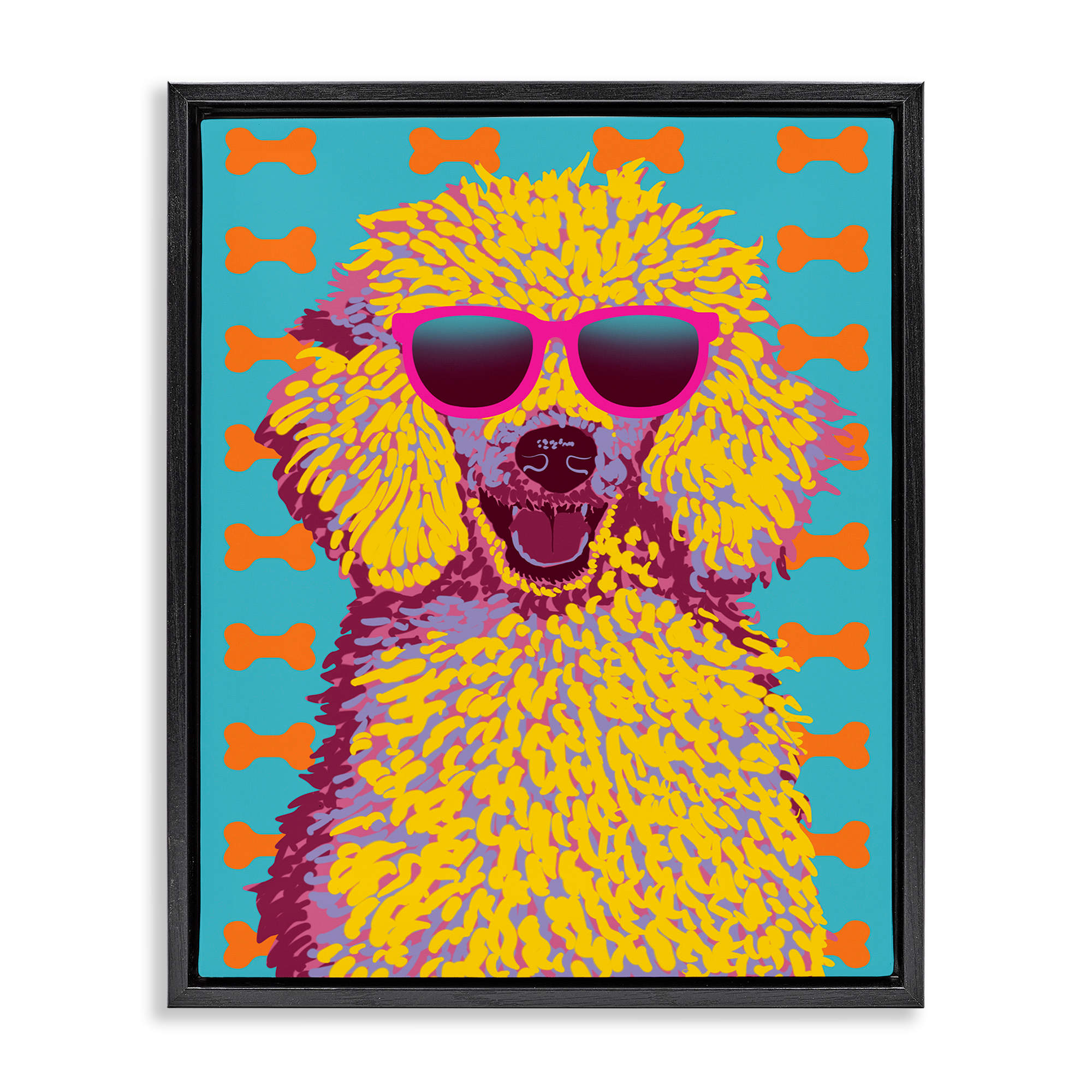 Stupell Industries BS-074-FFB-16X20 Retro Pop Poodle Floating Frame design by Marcus Prime