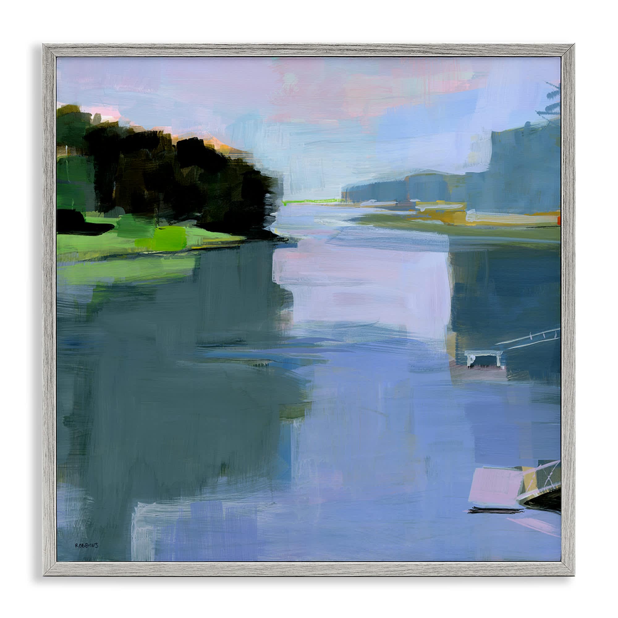 Stupell Industries BS-815-GFF-17X17 Water Reflection Abstract Gray Framed Giclee Art By Kathleen Robbins 17 x 17