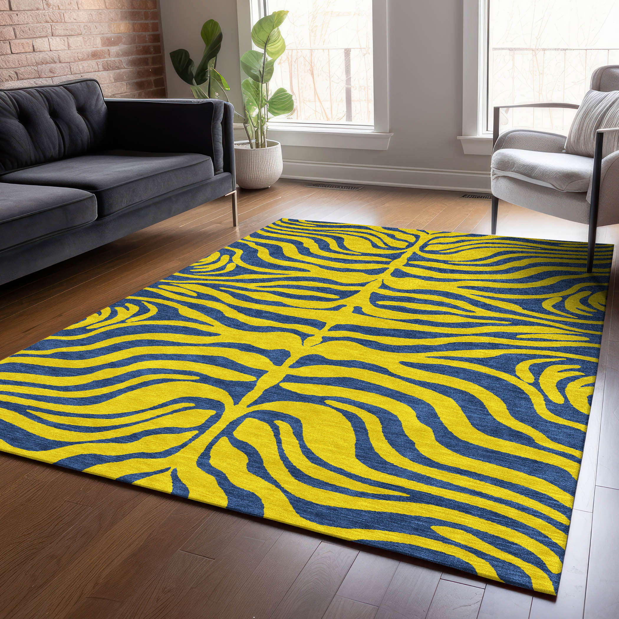 Addison Rugs ACN1043YE3X5 Chantille ACN1043YE 3 x 5 (ft) Polyester Yellow Rectangular Indoor/Outdoor Geometric Machine washable Area rug