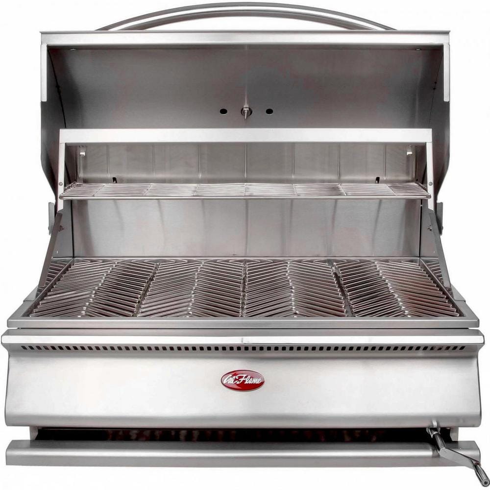 G-Series 31 in. Built-In Stainless Steel Charcoal Grill - Large Size, 800 Sq. Inch Cooking Surface, Temperature Gauge | - Cal Flame BBQ18G870
