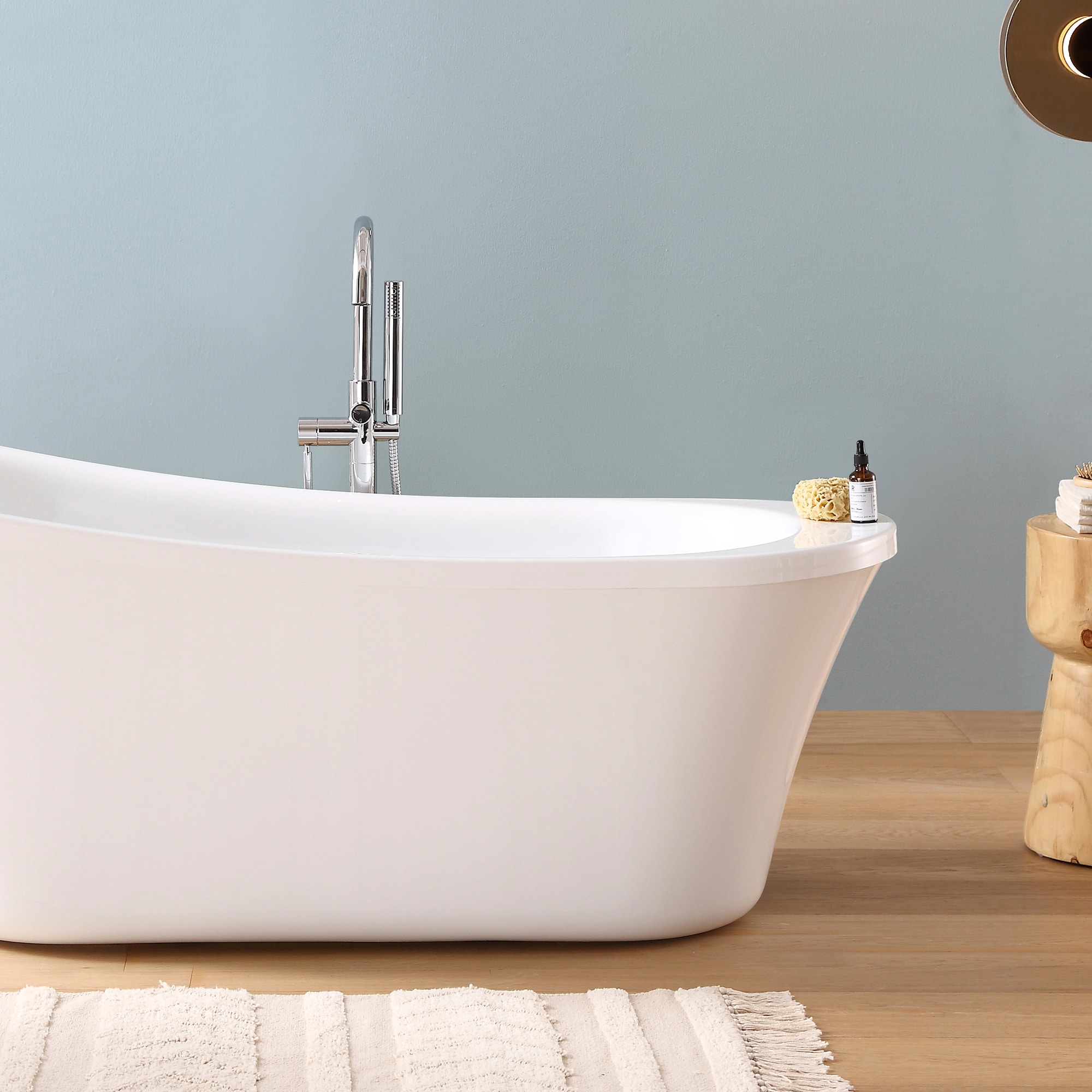 Ruby 65'' White Acrylic Freestanding Slipper Bathtub
