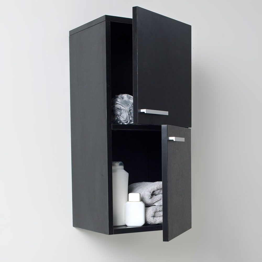 Fresca Senza 12.65-in x 27.5-in x 12-in Black Soft Close Bathroom Wall  Cabinet