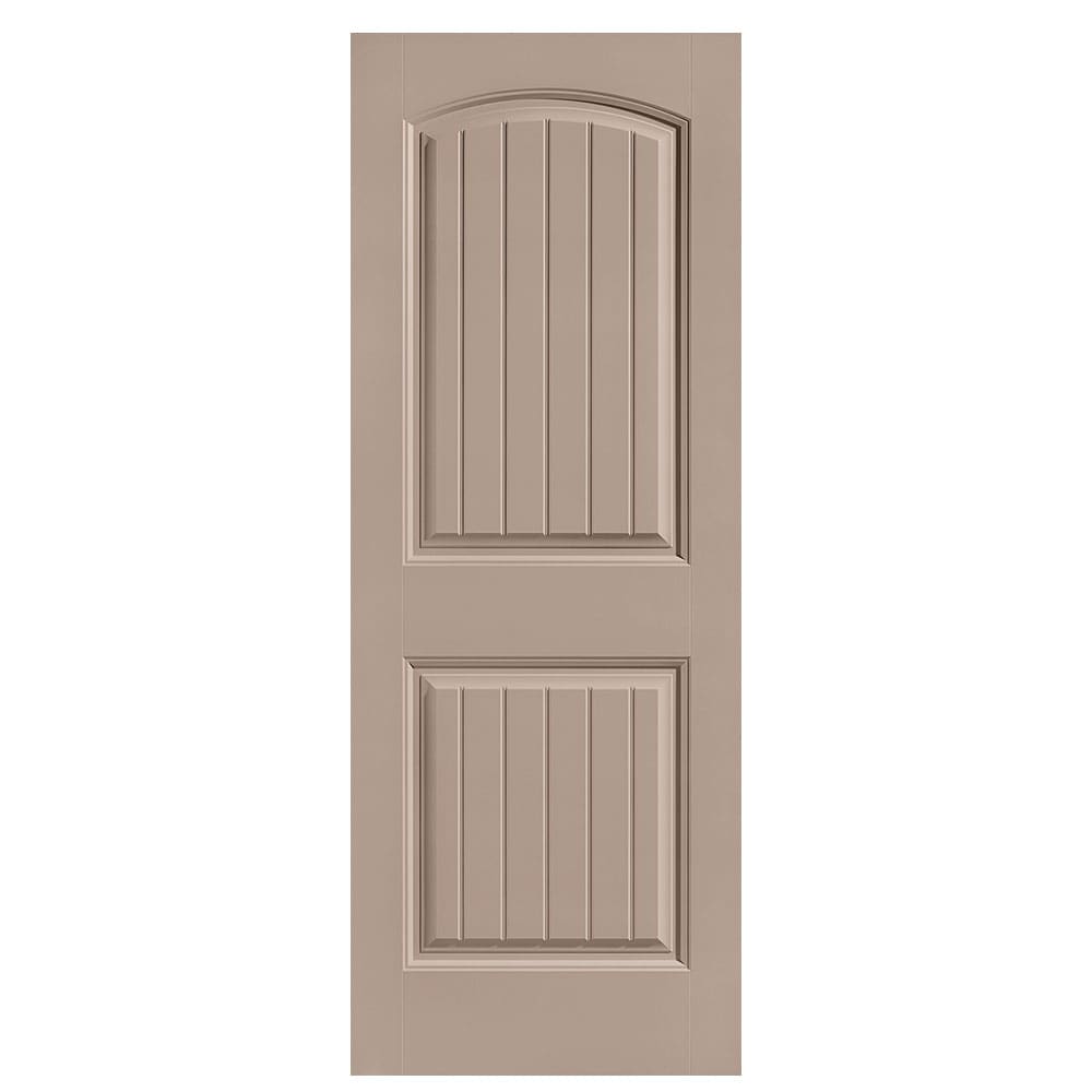 Masonite 1443683 Cheyenne 30-in x 80-in Sandpiper 2-panel round top plank Smooth Solid core Prefinished Molded composite Slab Door