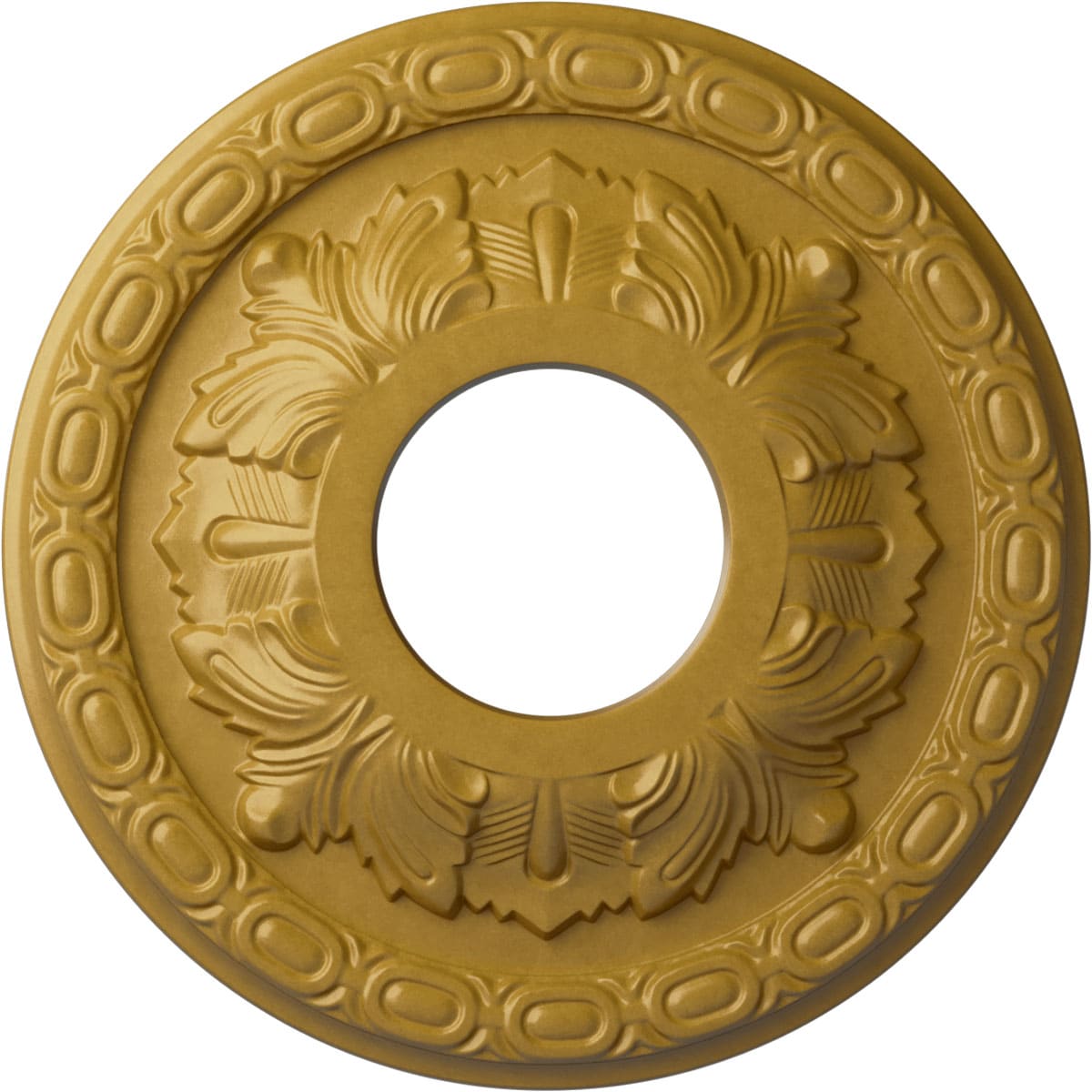 Ekena Millwork CM11LFIGS Leaf 11.375-in W x 11.375-in L Painted Iridescent Gold Polyurethane Whole Ceiling Medallion