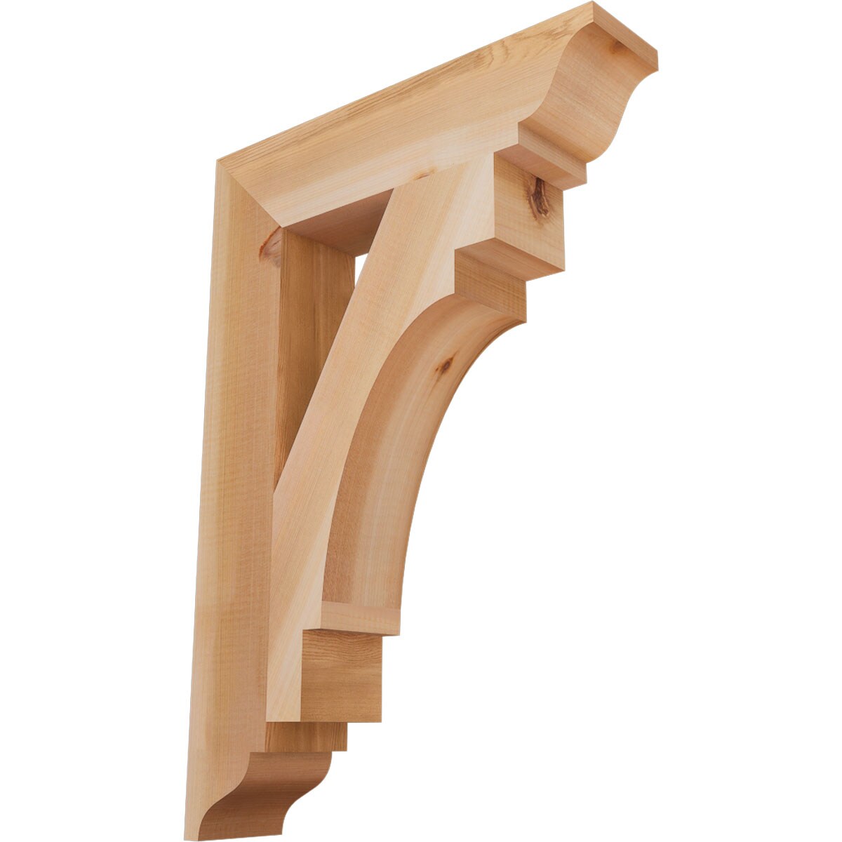 Ekena Millwork BKT04X18X26MRC01SWR Merced traditional smooth 3-1/2-in x 18-in x 26-in Western red cedar Brown Wood Standard bracket