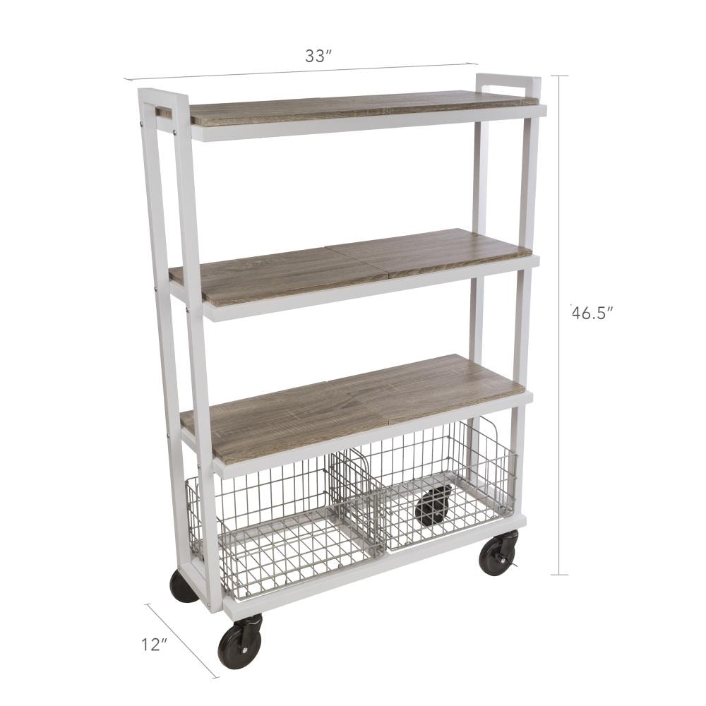Atlantic White Office Cart with 6 Shelves and 2 Wire Baskets - Durable  Metal Construction in the Office Carts & Printer Stands department at