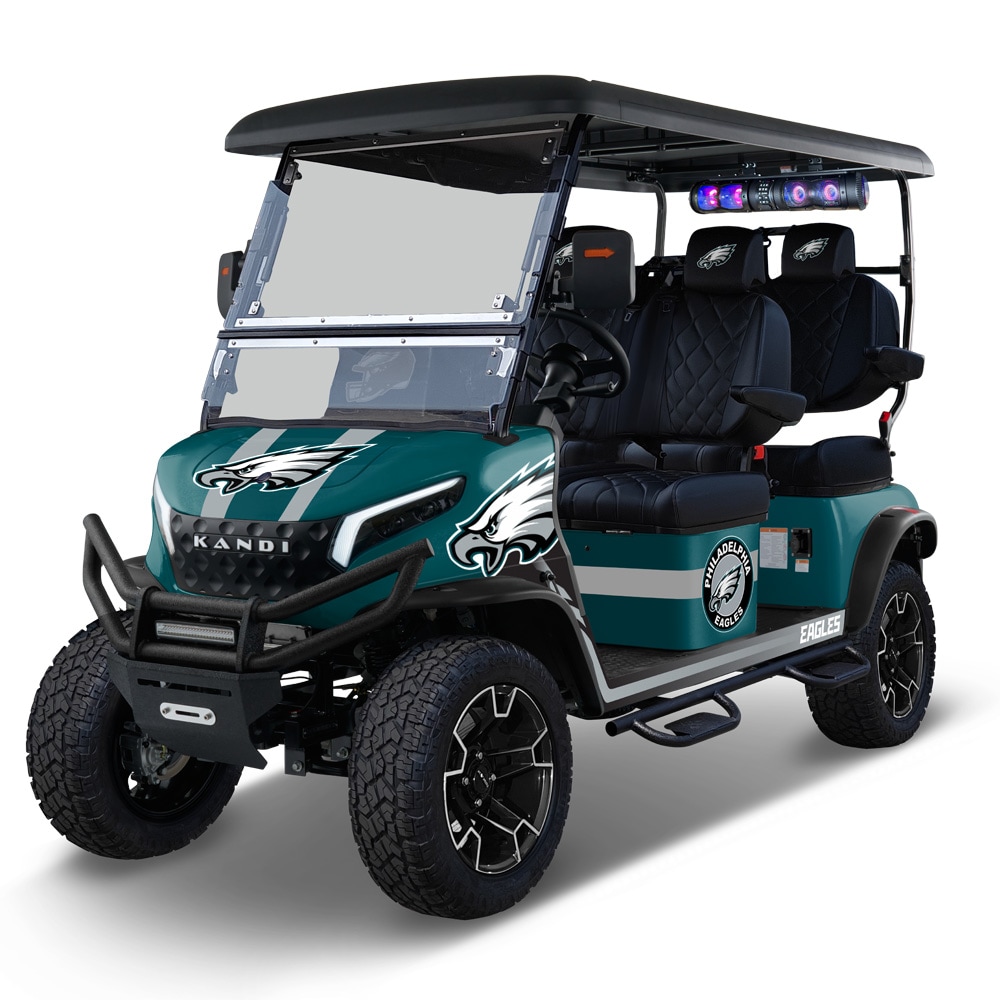 KANDI NFL4PROF-L-PHI Philadelphia Eagles, 4 Seat Electric Golf Cart with Lithium Battery, Max Speed 15 MPH, NFL Licensed
